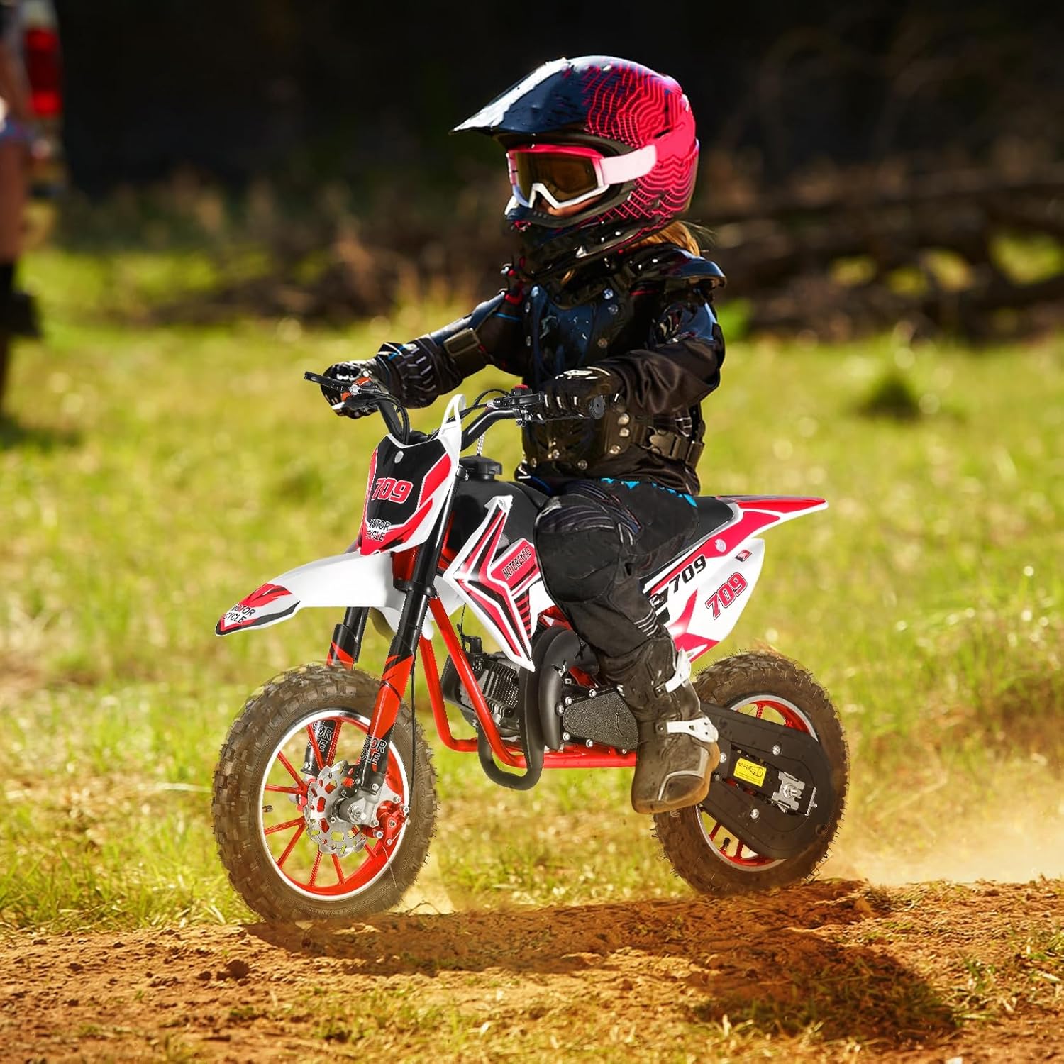 Mini Dirt Bike Gas Powered Dirt Bike for Adult & Kids Dirt Bike 49cc Dirt Bike Mini Bike Gas Powered Off-Road Motorcycle with Front Rear Disc Brake, Up to 30KM/H