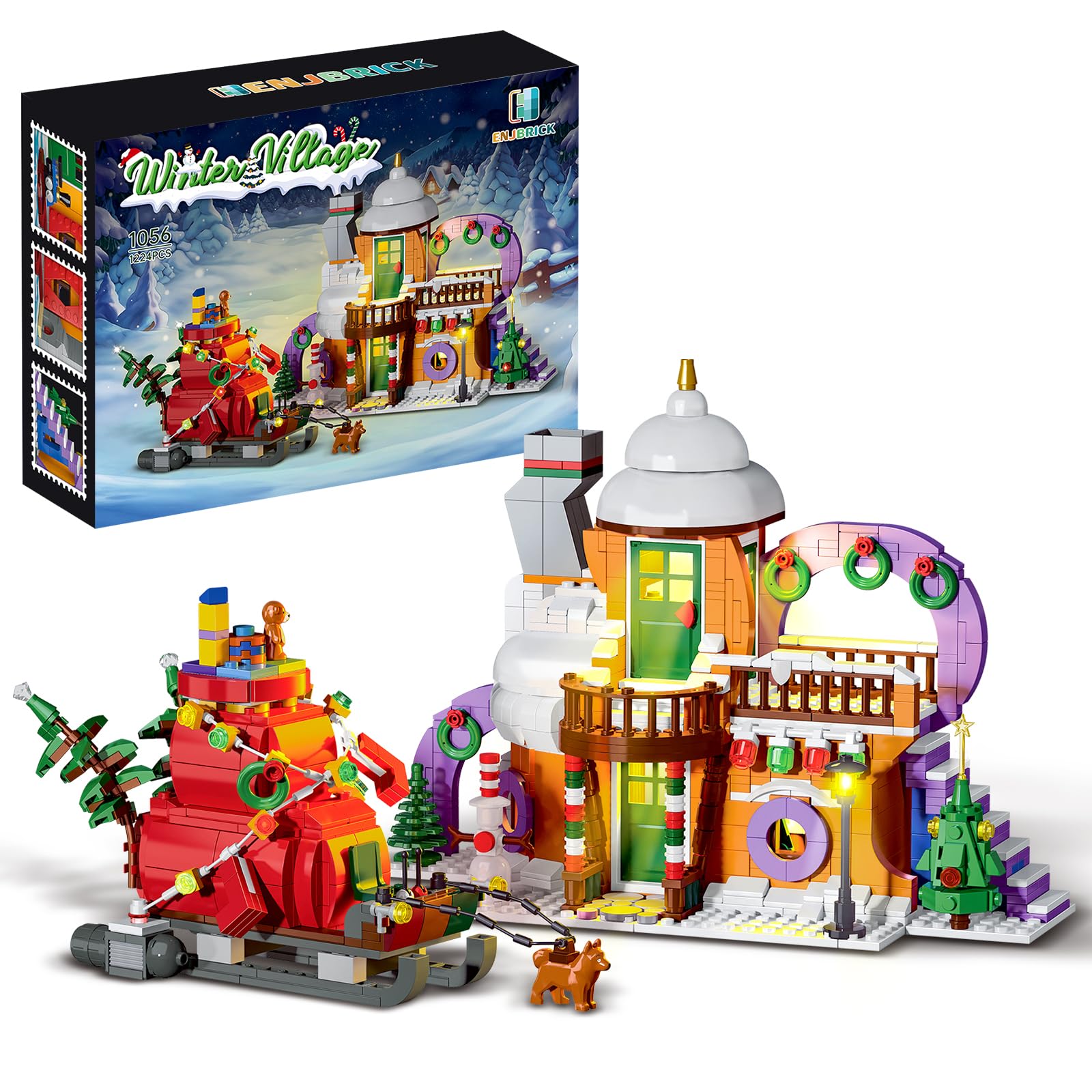 Amazon.com: ENJBRICK Christmas Holiday Snow House Building Toy Set