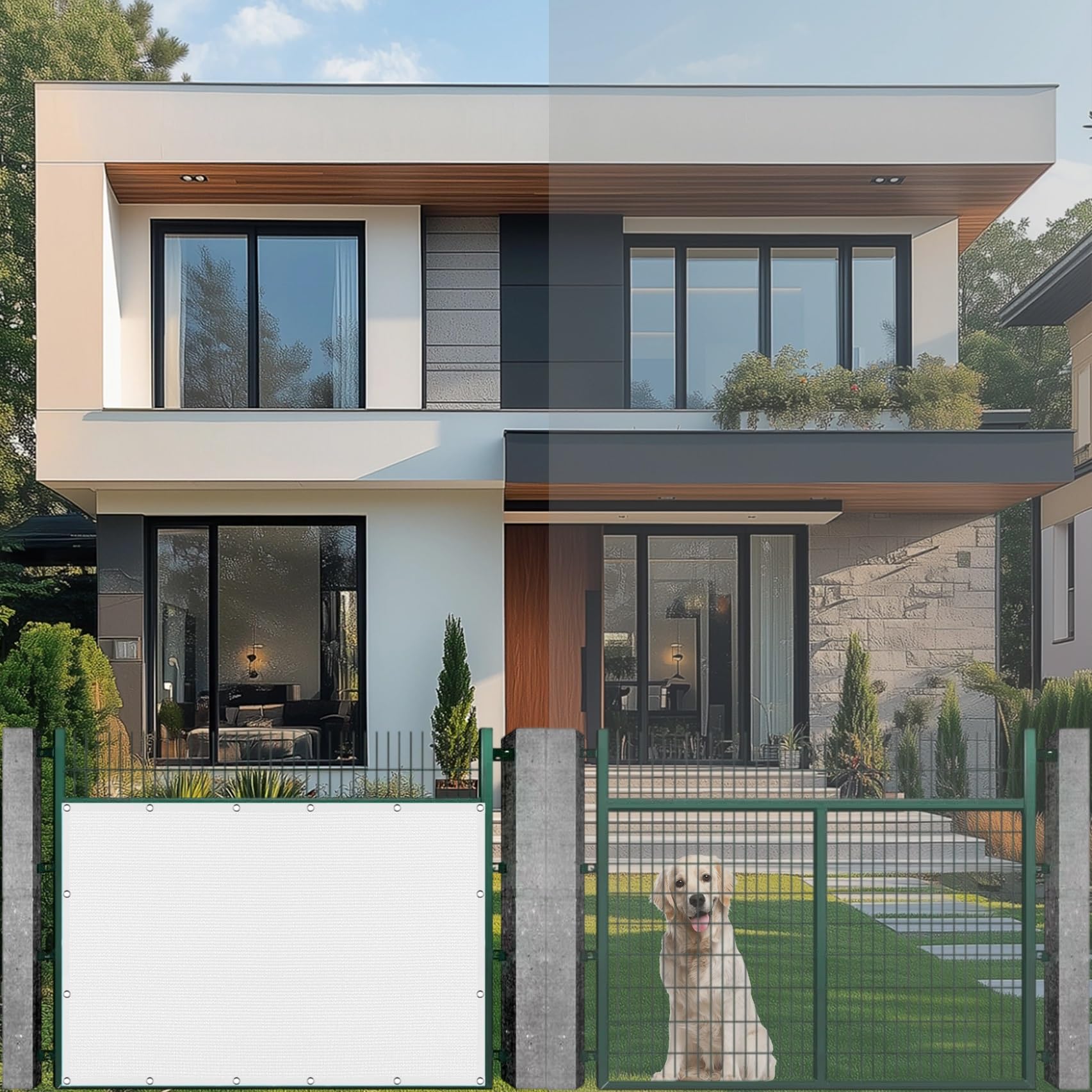 Zewnętrzny żagiel przeciwsłoneczny, 110 x 840 cm, oddychający i chroniący przed promieniowaniem UV, zadaszenie na taras, balkon, do ogrodu, biała plandeka chroniąca przed słońcem dla łatwego montażu