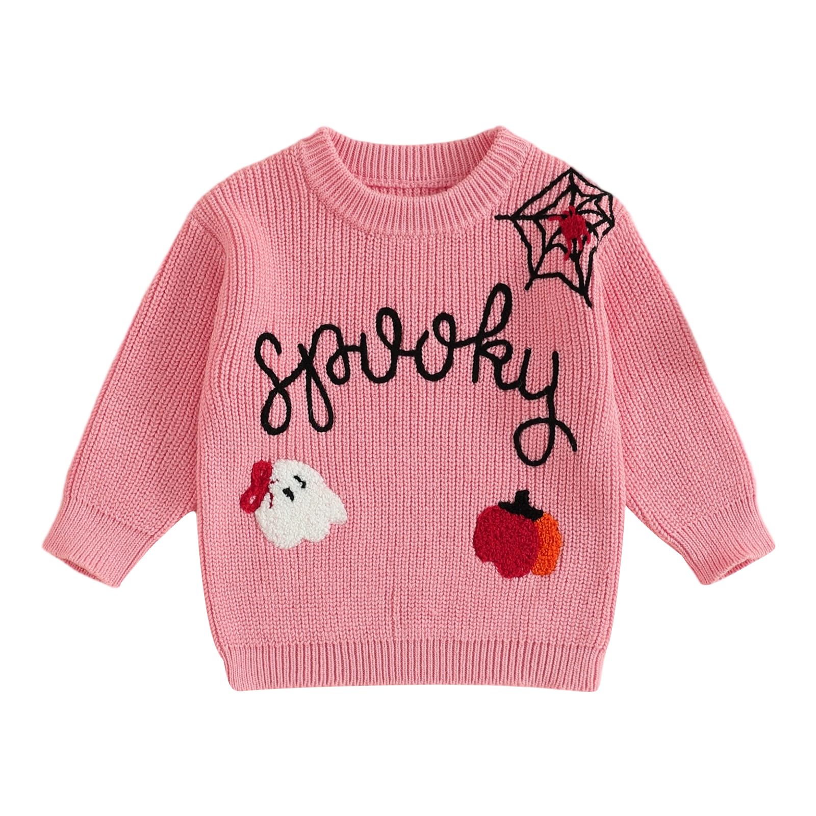 LSFYSZD Toddler Baby Girls Boys Halloween Pumpkin Sweaters Long Sleeve Crew Neck Winter Warm Knitwear Pullover Jumpers Top — view 249