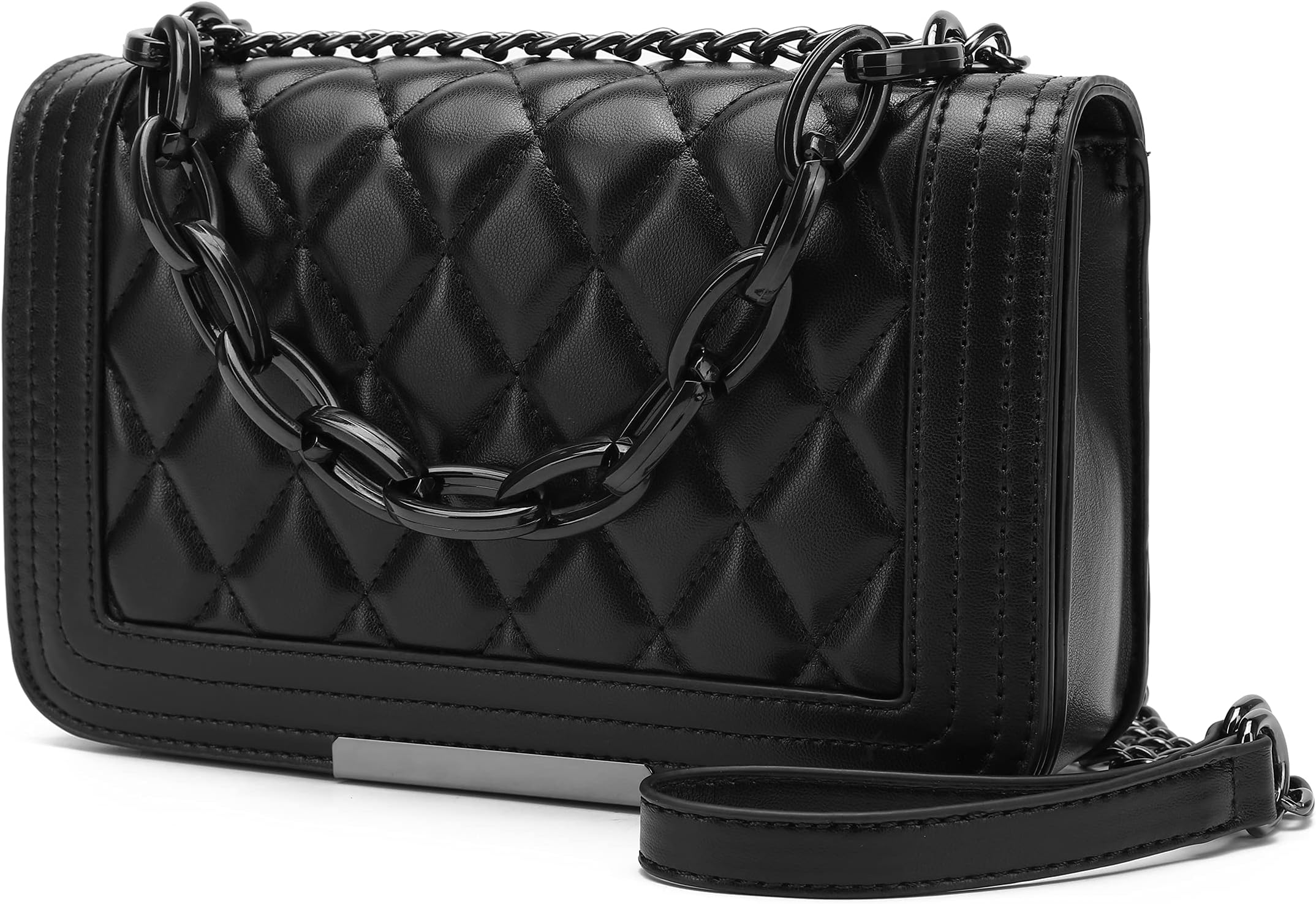 Crossbody Bags for Women Fashion Quilted Shoulder purse with Convertible Chain Strap Classic Satchel Handbag