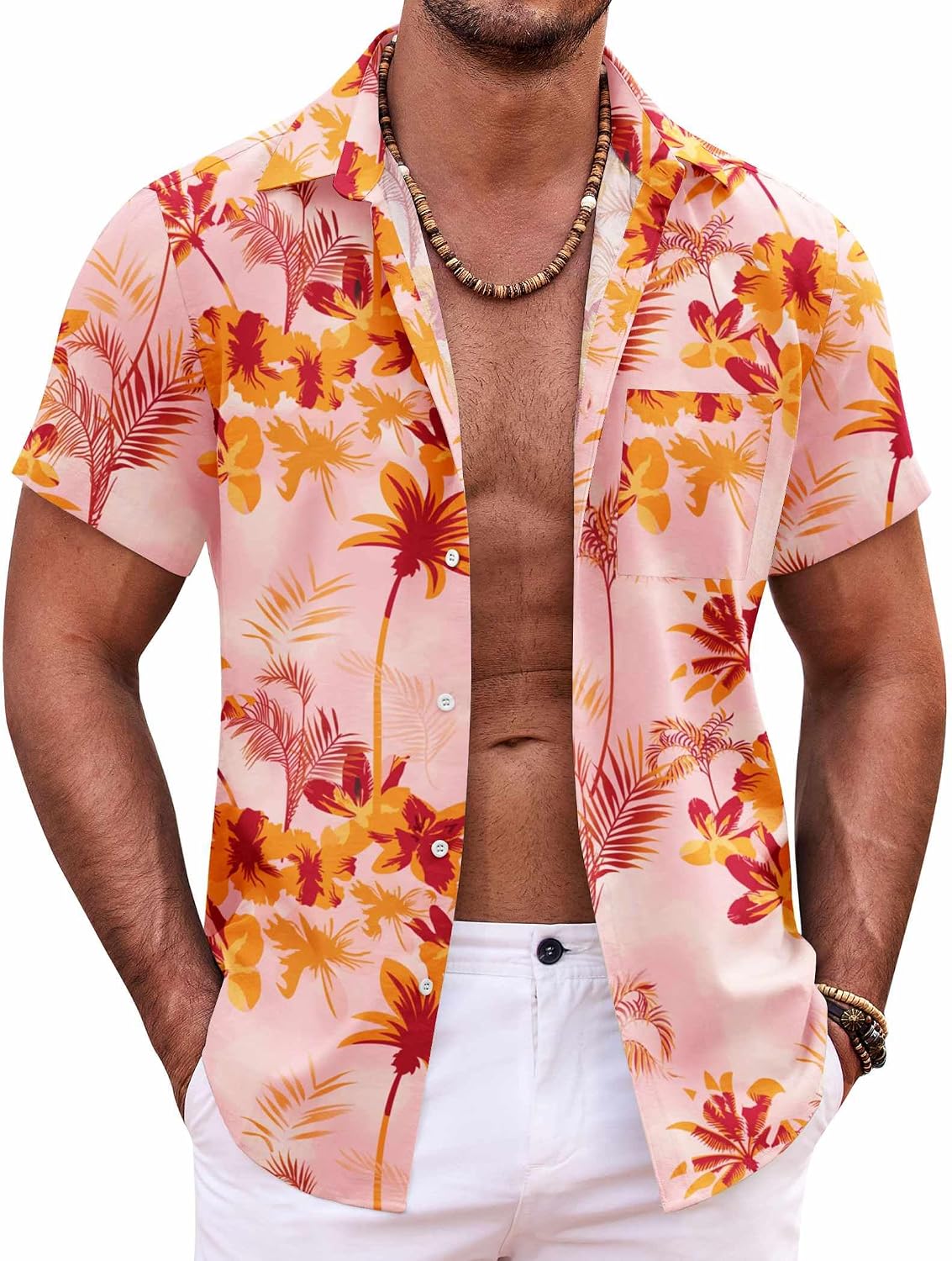 COOFANDY Mens Hawaiian Shirt Short Sleeve Button Down Shirts Tropical Summer Beach Shirts Casual Floral Aloha Shirts