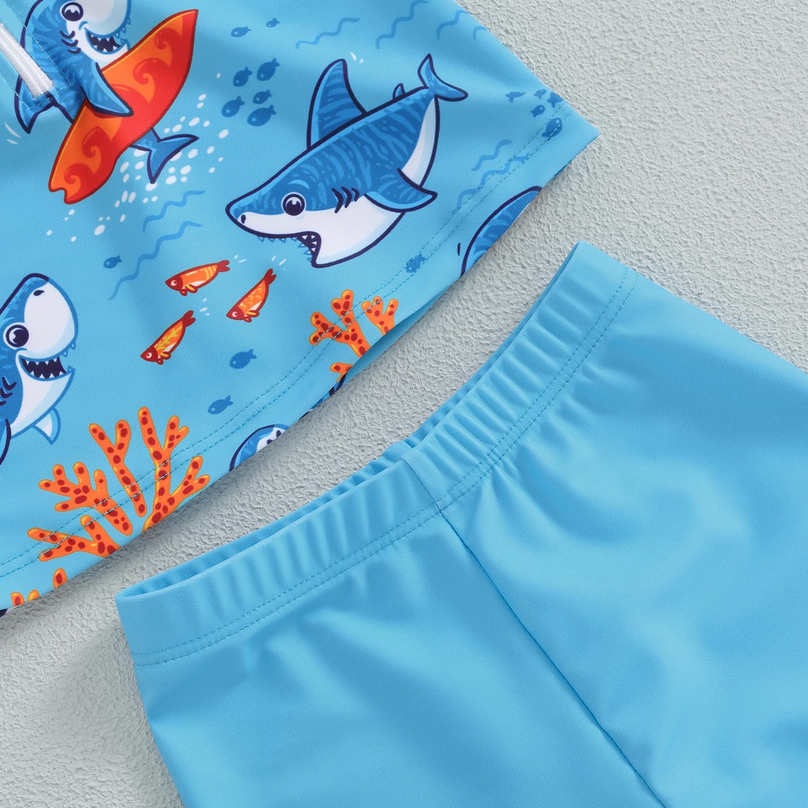Neonato Costume da Bagno Anti-UV Tee Shirt Manica Corta e Pantaloncini da Bagno con Cappello Set 3 Pezzi Costume Nuoto Piscina