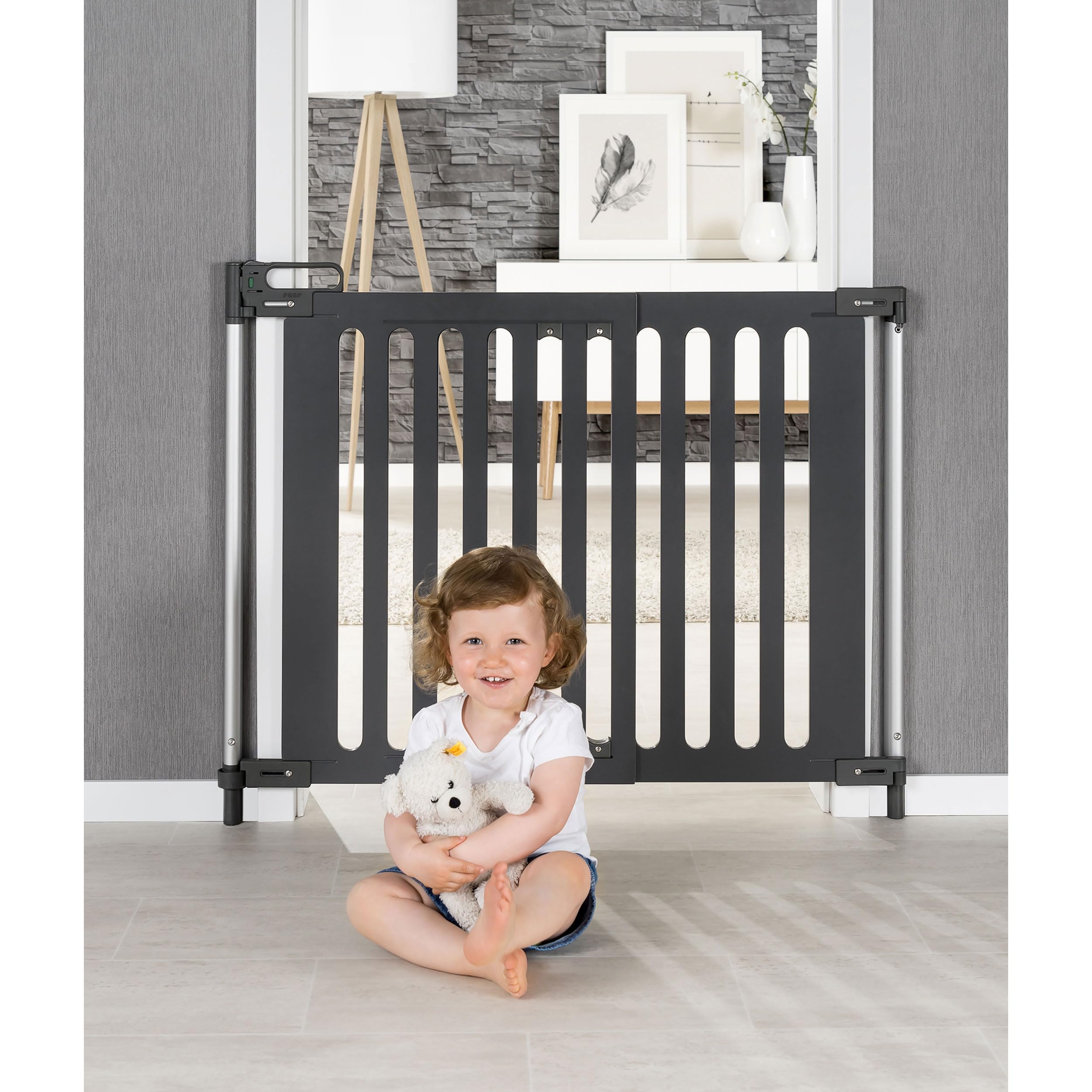 Reer Rejilla Para Puerta Y Escaleras Trend Para Atornillar, Diseño Moderno, Madera, Agarre Estable, Ancho De Paso 76-106 Cm, Antracita