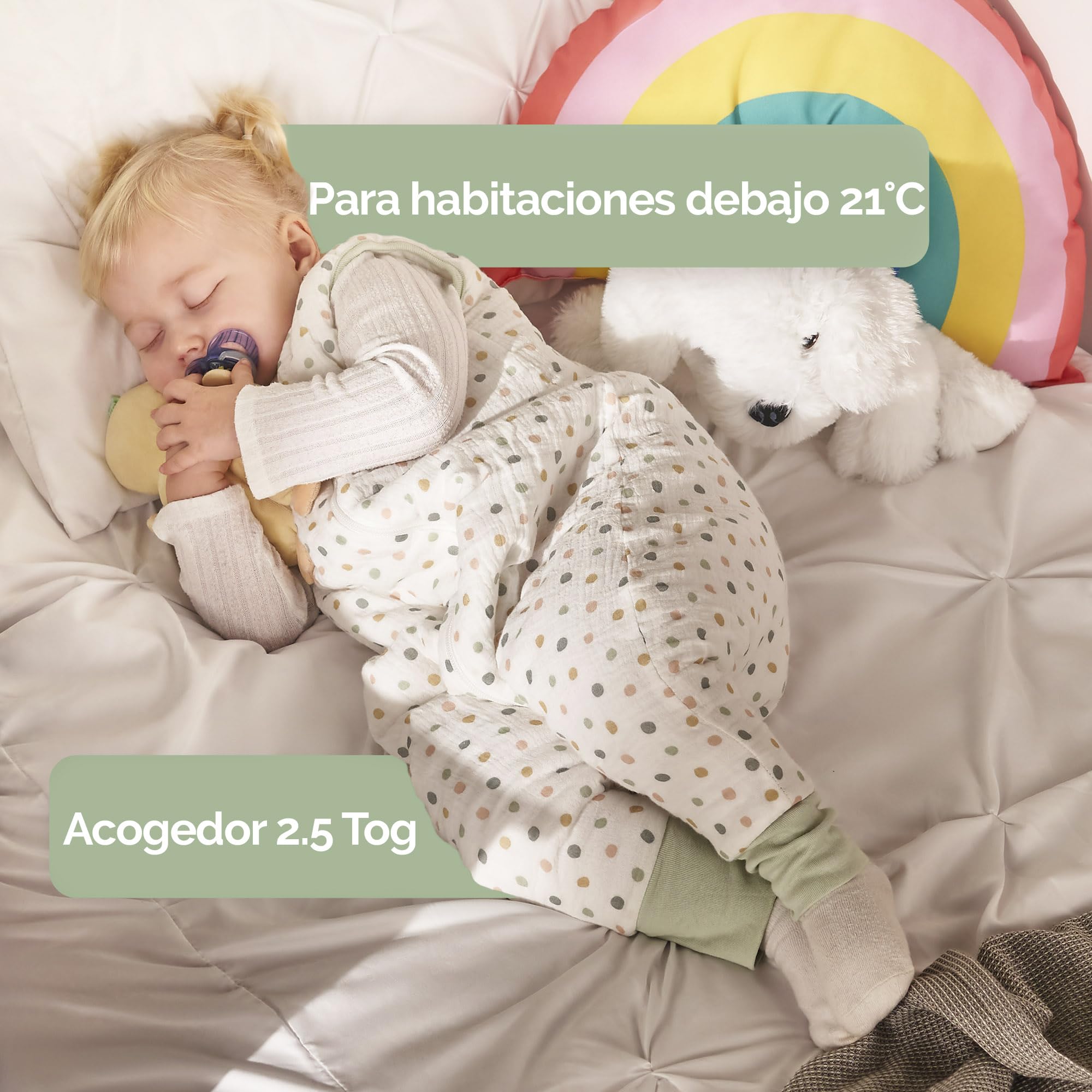 Juicy Bumbles Sacco Nanna con Piedini 2.5 Tog Imbottito in Garza di Cotone - Sacco Nanna Invernale 1-4 Anni - Sacco Nanna 2.5 Tog con Gambe Sacco Nanna Autunno Inverno