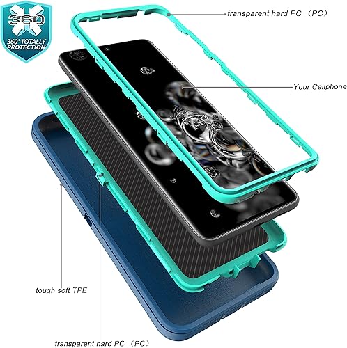 Miniatura 5 de YmhxcY Funda de protección resistente 3 en 1 para Galaxy S20 Ultra de 6.9 pulgadas, con película de TPU flexible y película de lente de cámara,