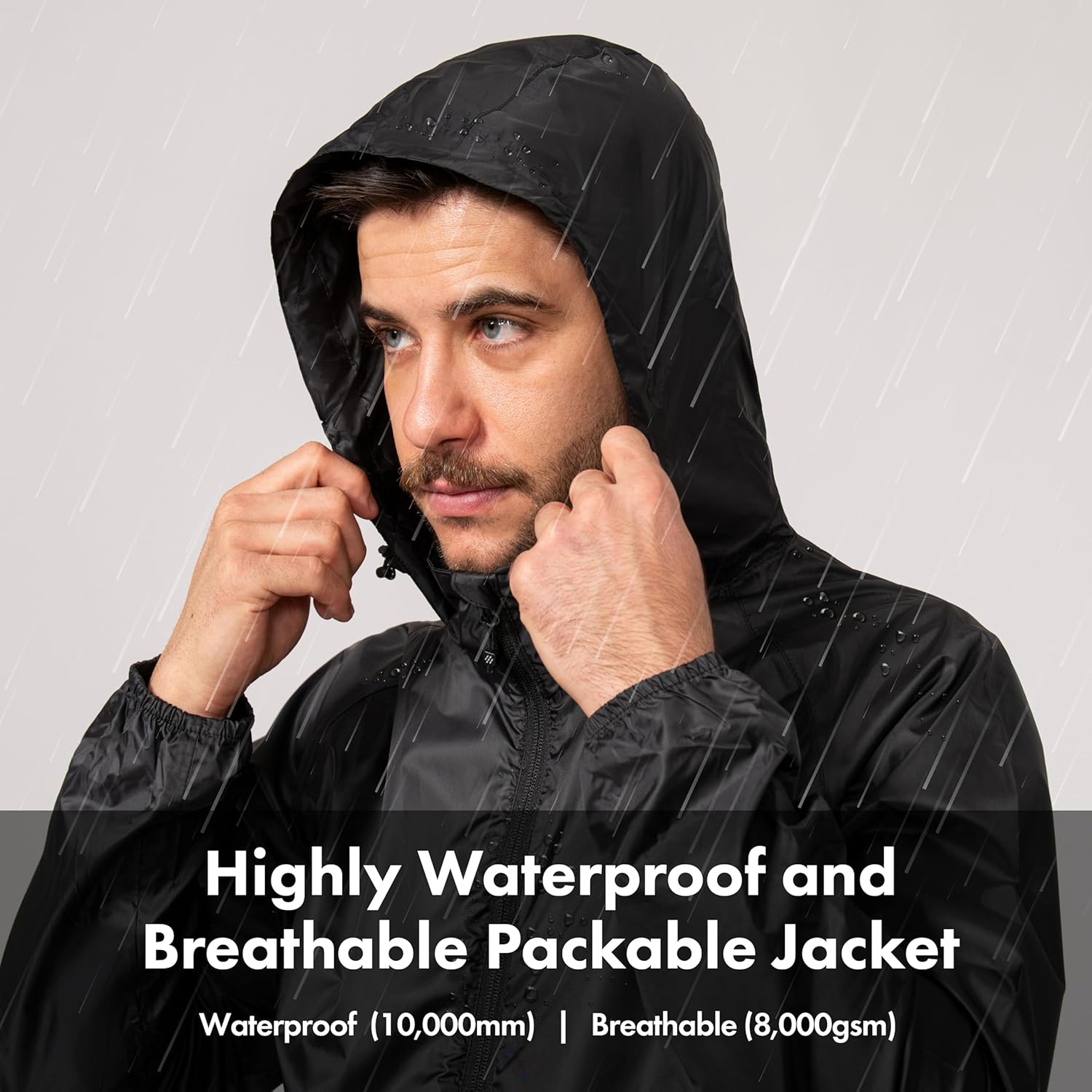 Mac in a Sac Origin Men's Lightweight Waterproof Rain Jacket with Hood - Packable Breathable Raincoat - Image 3