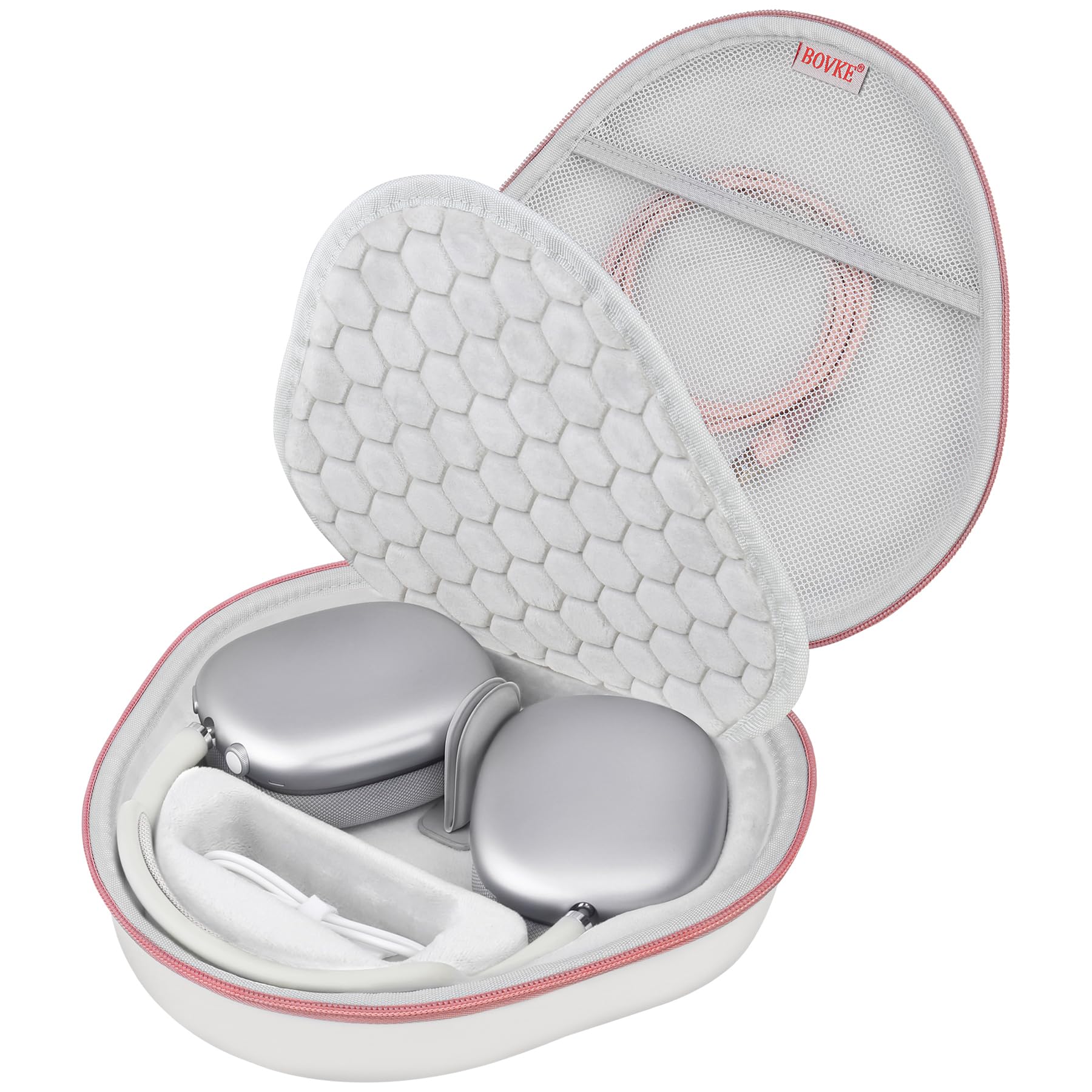 BOVKE Hard Carrying Case with Sleep Mode for Apple AirPods Max Wireless Over-Ear Headphones, AirPods Max Protective Portable Storage Bag with Mesh