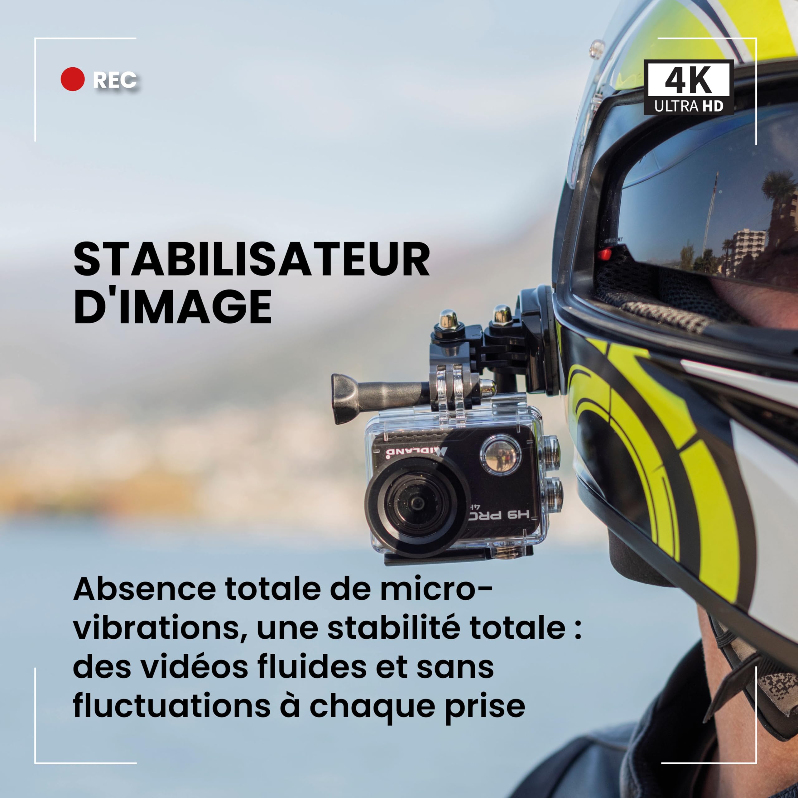 Midland - Camera Sport 4K H9 Pro WIFI Remote Control, Camescope Caméra Video Plongée Sportive, Appareil Photo Sous Marin 30m Autonomie 2H 30fps Photo 20MP, Touchscreen IPS 7 Modes, Contrôle Smartphone