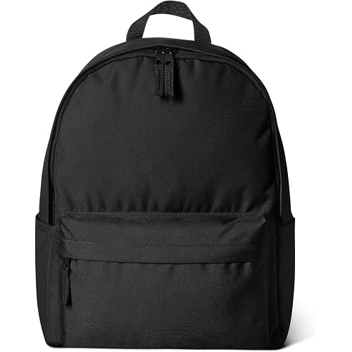 Amazon Basics Backpack for School, Travel, Study with Padded Adjustable Shoulder Straps, Spacious Compartment, Water Bottle Pockets, Durable Classic Design, Black