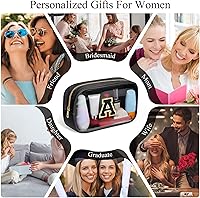 Vista 6 de YOOLIFE - Bolso transparente con iniciales para artículos de aseo personal para mujer, bolso de maquillaje y cosméticos impermeable, regalos de San