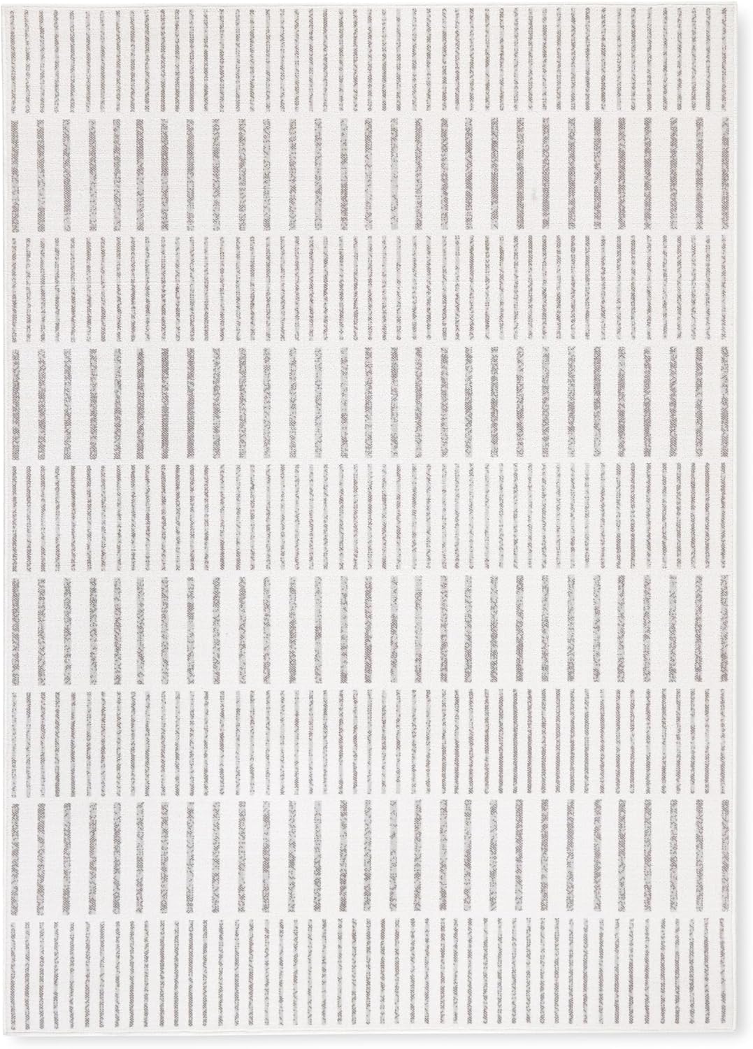 Tommy Bahama Poolside Offset Stripe Indoor Outdoor Area Rug, Stripe Modern Design, UV Fade Resistant, Ivory/Grey,3'11"x5'2"