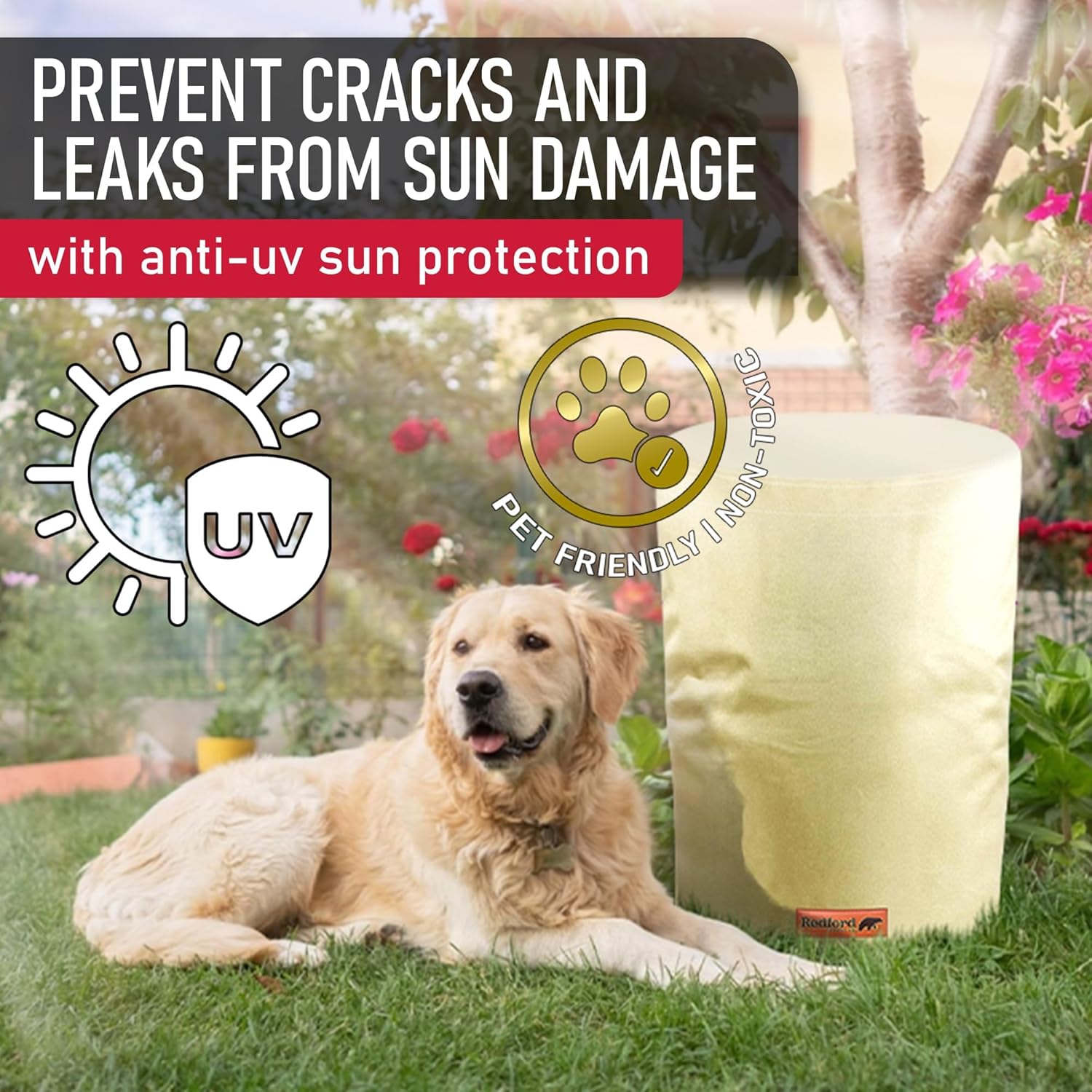 Redford Supply Co. Cold Snap (5°F) Round Insulated Well Pump Cover, 8"Dia x 12"H, Water Well Tank Covers Insulated, Pressure Tank Insulation Blanket, Outdoor Wells Head Insulation for Winter (Beige) - Image 4