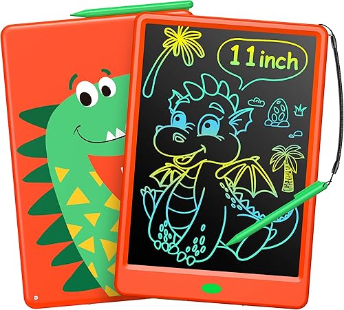 TECJOE Tableta de escritura LCD para niños, tabletas de dibujo de 11 pulgadas para niños, juguetes de regalo, tablero de garabatos de dinosaurio,