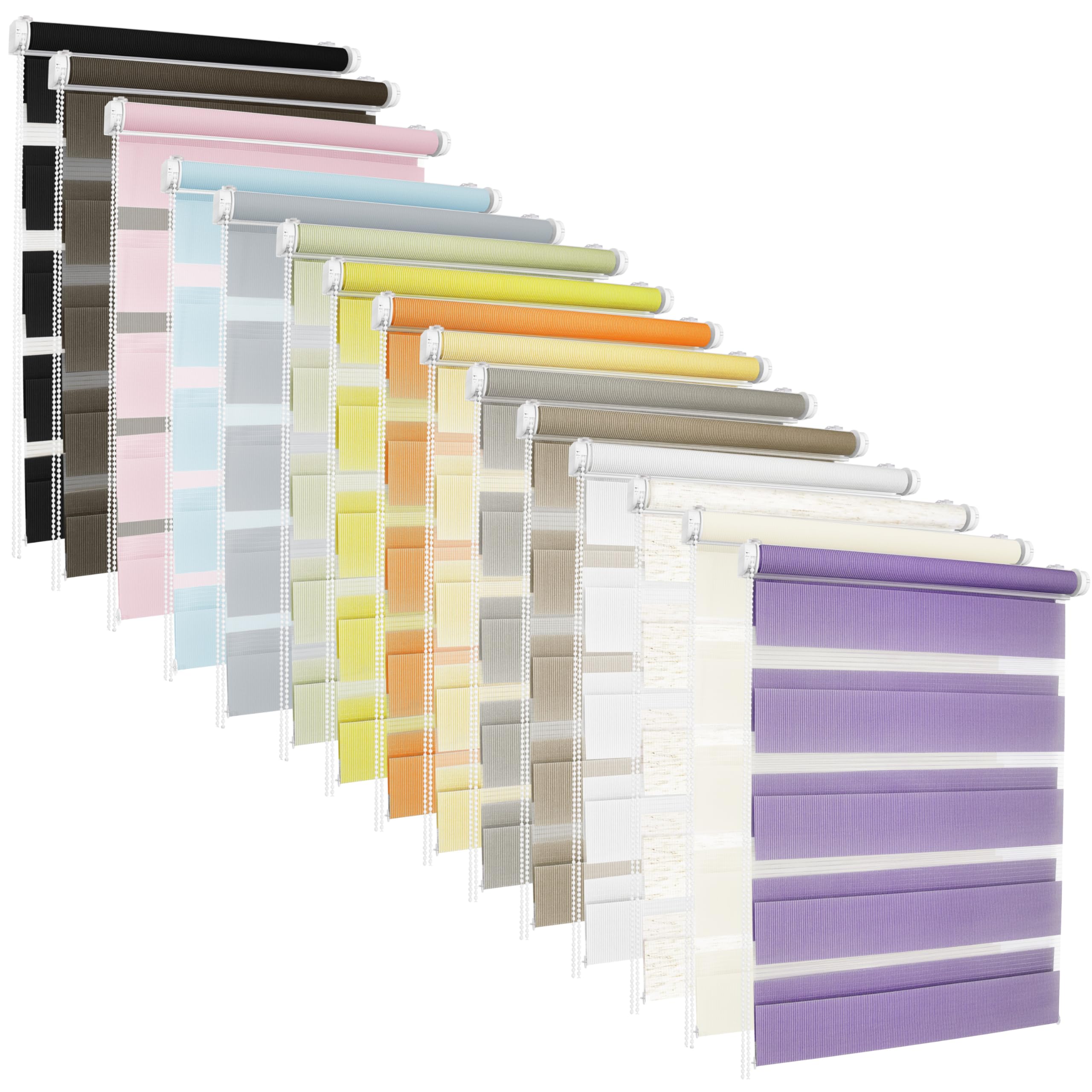 Doppelrollo Klemmfix ohne Bohren 90 x 150 cm, DuoRollo, Rollo für Fenster und Türen - Fensterrollo - Zebrarollo, Lichtdurchlässig & Verdunkelnd - Violett