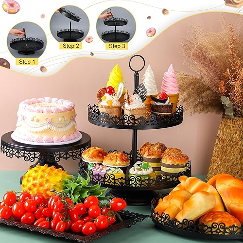 Miniatura 9 de Tioncy Juego de 8 soportes para tartas, soportes de exhibición de mesa de postres de metal para mesa de postres, soporte para cupcakes escalonados,