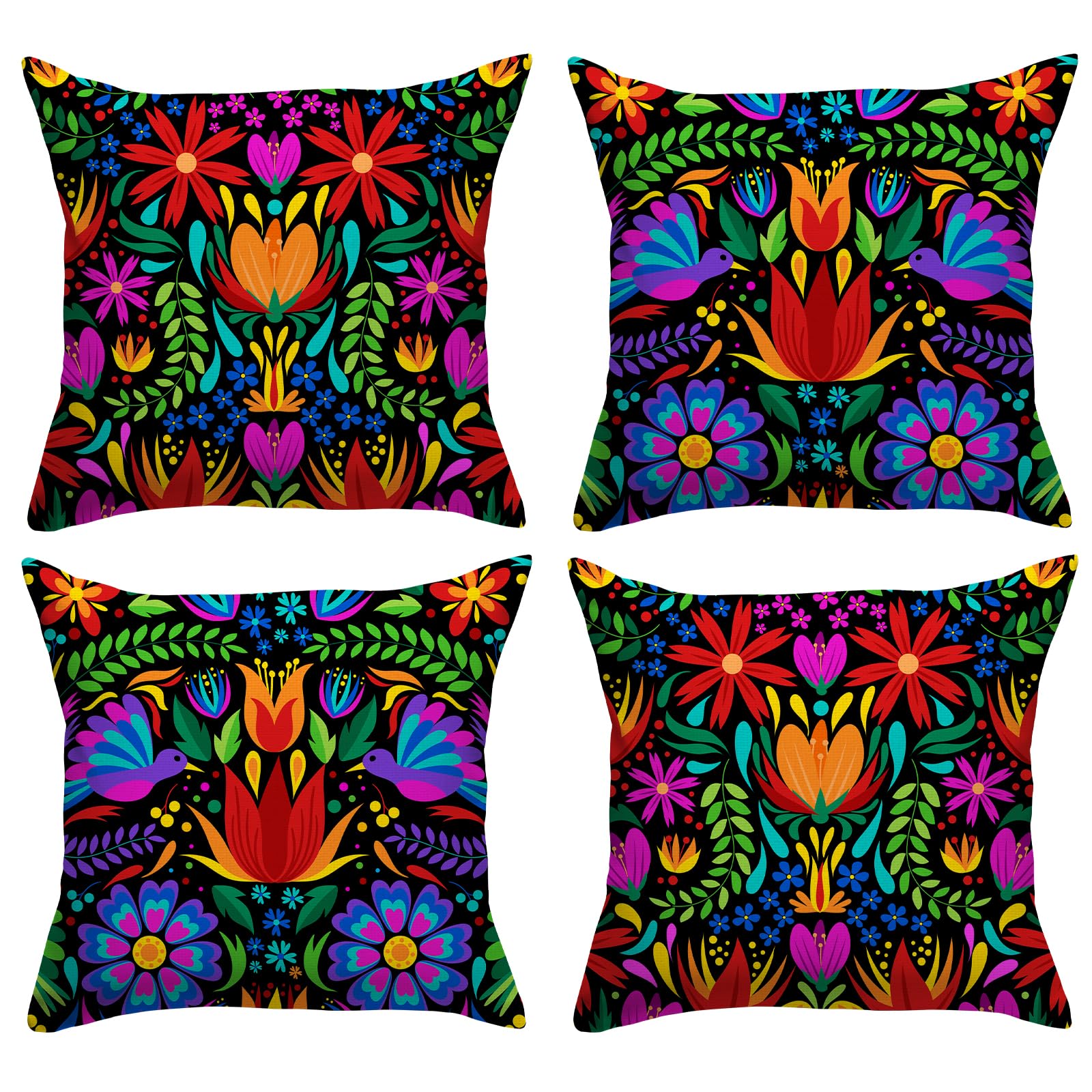 Housses de coussin Dia de Los Muertos 45x45 cm motif dahlia et fête mexicaine pour canapé
