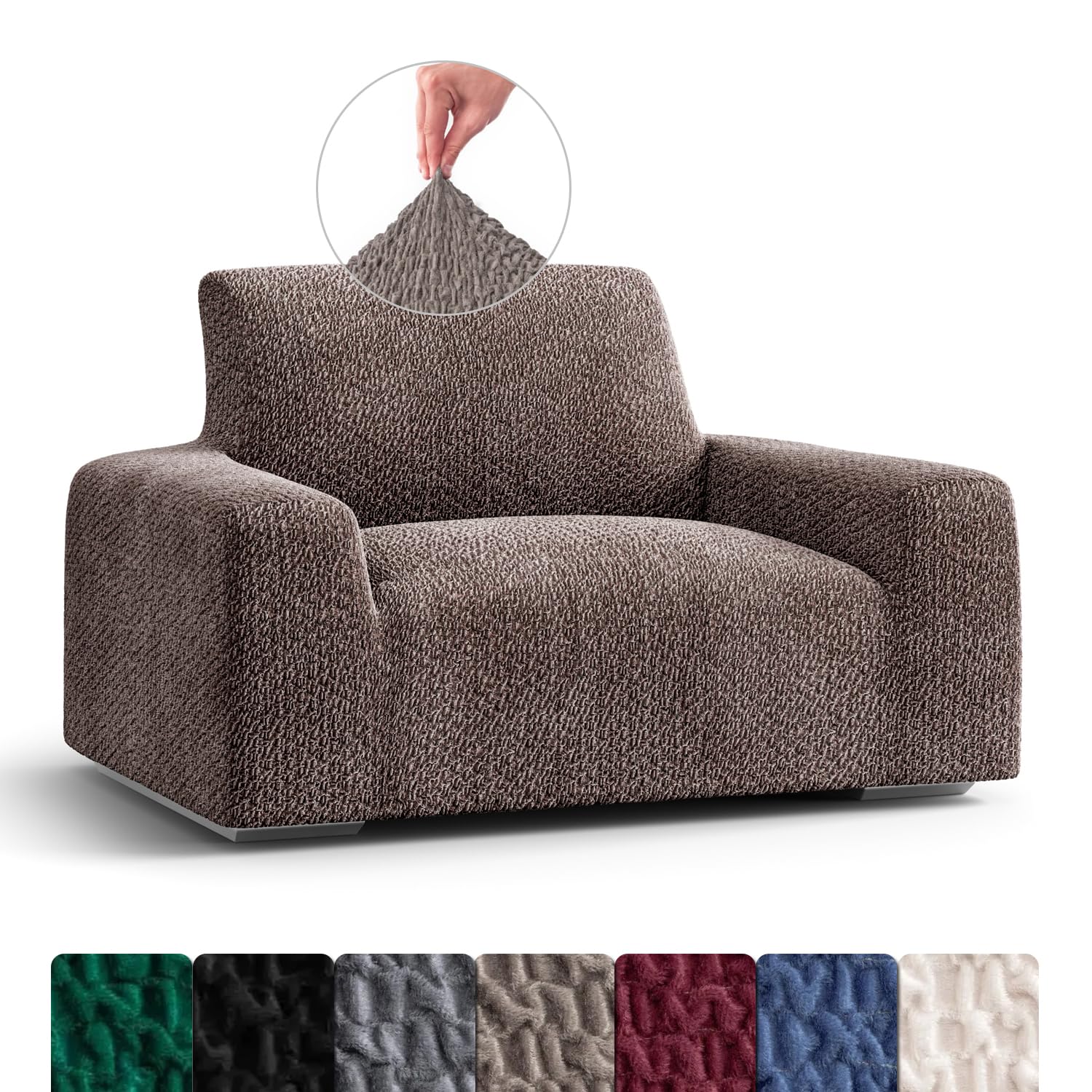 Menotti Chair Cover - Velvet Armchair Cover Armchair Slipcover Soft Fabric Slipcover 1 Seater Covers for Living Room - Made in Italy - Velvet (Choco, Arm Chair)