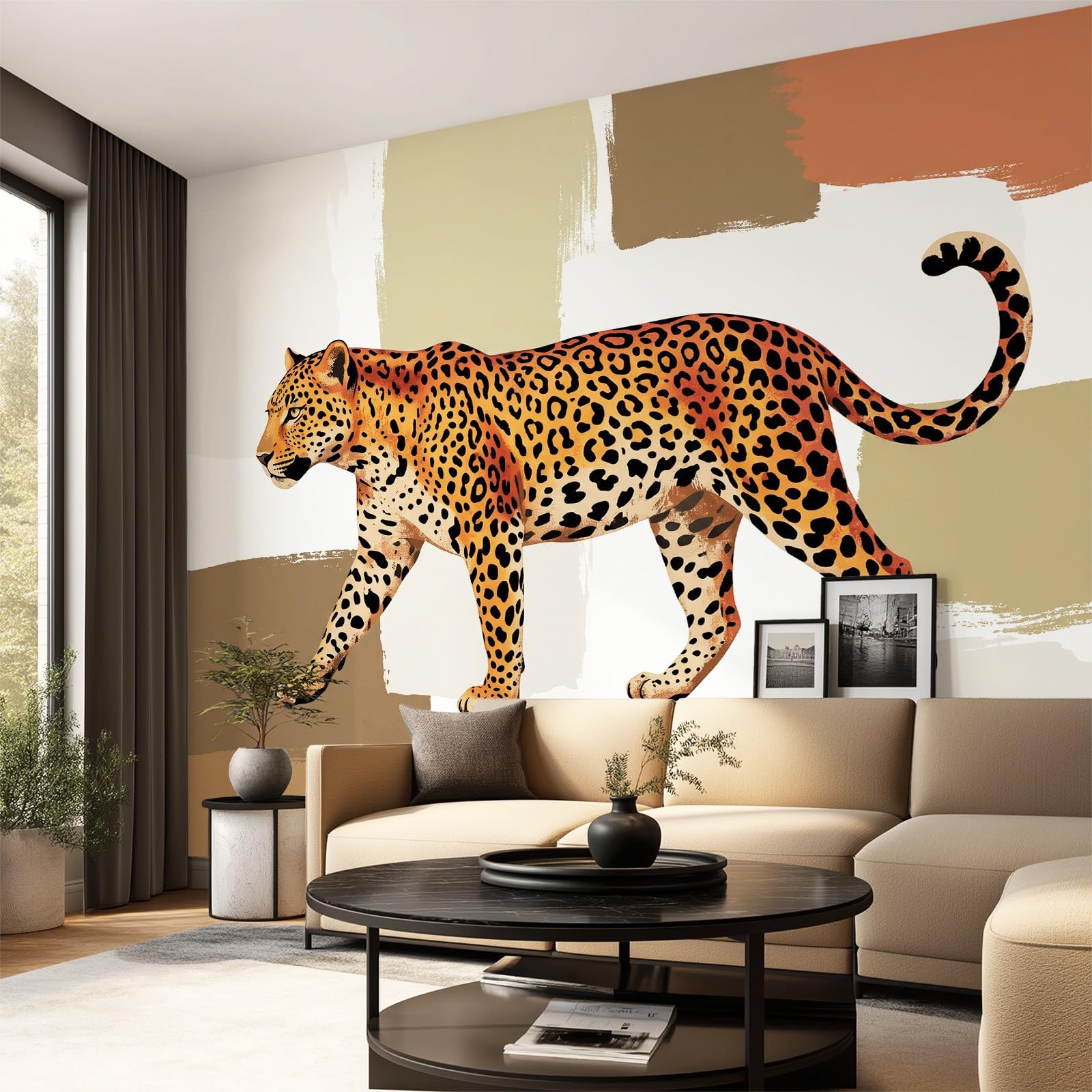 Tapete Vliestapete Modern Tiere 350 x 256 cm(B x H), Fototapete Leopard
