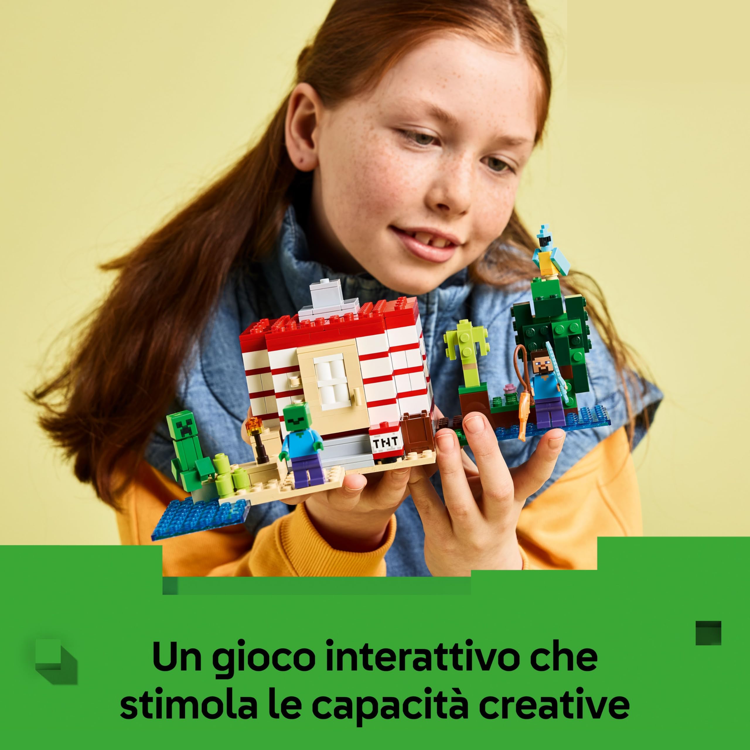 LEGO Minecraft Casa nella Giungla Esplosiva - Giocattolo Interattivo con Modello di Barca, Figure di Steve, Creeper e Zombie, Funzione TNT - Regalo per Gamer, Bambini e Bambine da 8 Anni in su - 21275