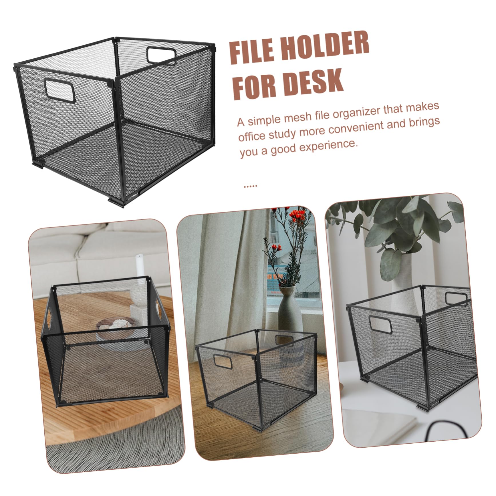 Portadocumenti in Metallo Design a Maglia per Ufficio e Studio, Organizzatore per File e Libri, Finitura Nera