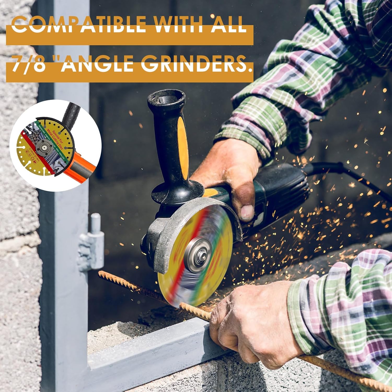 12 Pack 4 1/2 Inch Diamond Cutting Wheel with 7/8" Arbor, Angle Grinder Cutting Disc, Carbide Cut Off Wheels, 4 1/2 Cut Off Wheel with 5000+ Cuts for Thin Metal, Rebar, Steel, Iron and INOX