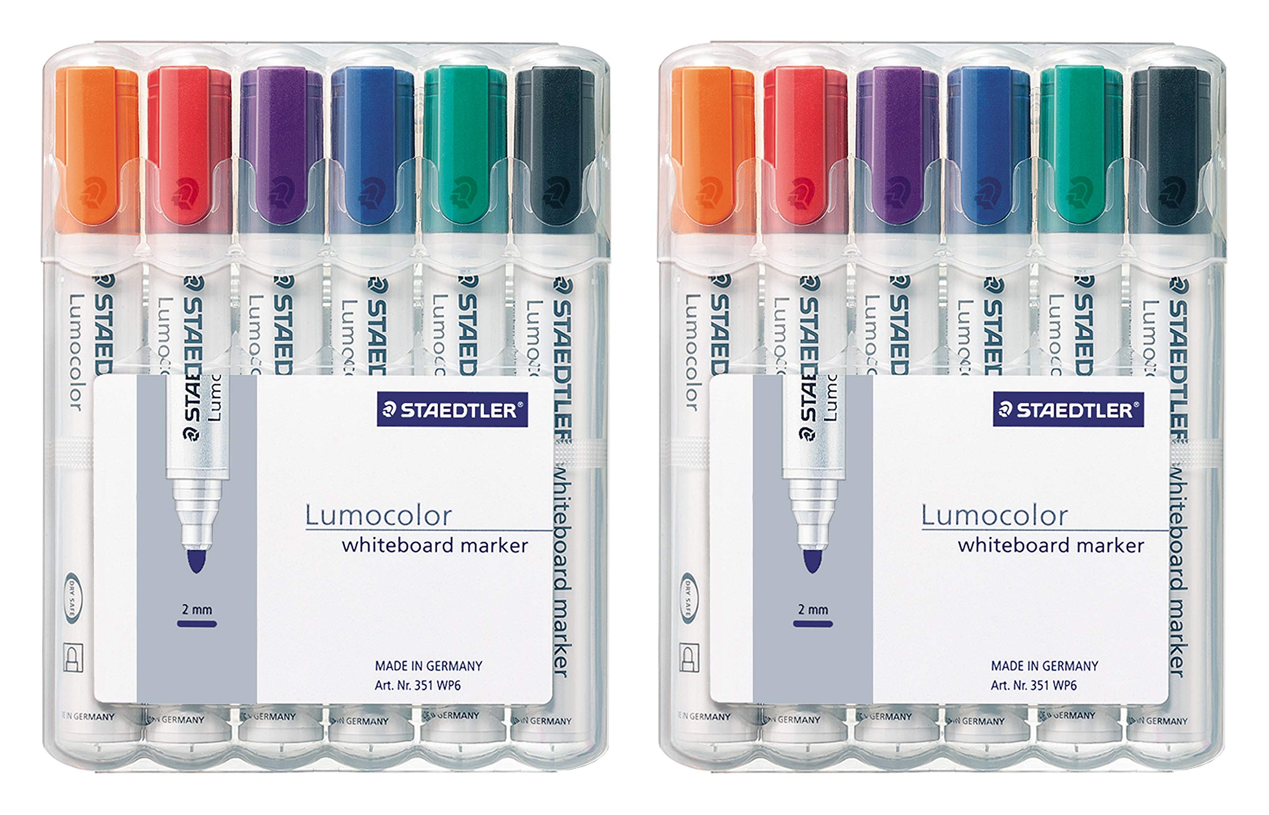 Staedtler Lumocolor 351 – Pennarelli Per Lavagna Bianca – Punta Rotonda (tratto 2 Mm) O A Scalpello – Inchiostro Inodore, Asciugatura Rapida – Ricaricabili – Colore: Nero (altri Colori Disponibili)
