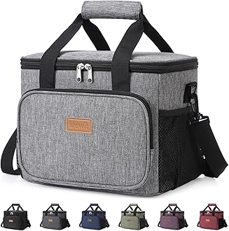 Lifewit Large Lunch Bag Insulated Lunch Box Soft Cooler Cooling Tote for Adult Men Women, Gray 24-Can (15L)