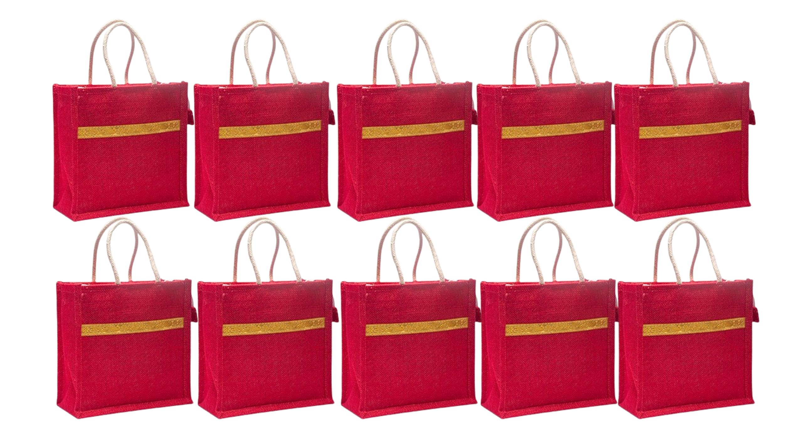 Soman Jute Ecofriendly Return Gift Bags with Zip Hot Pink Pack of 10 Bags