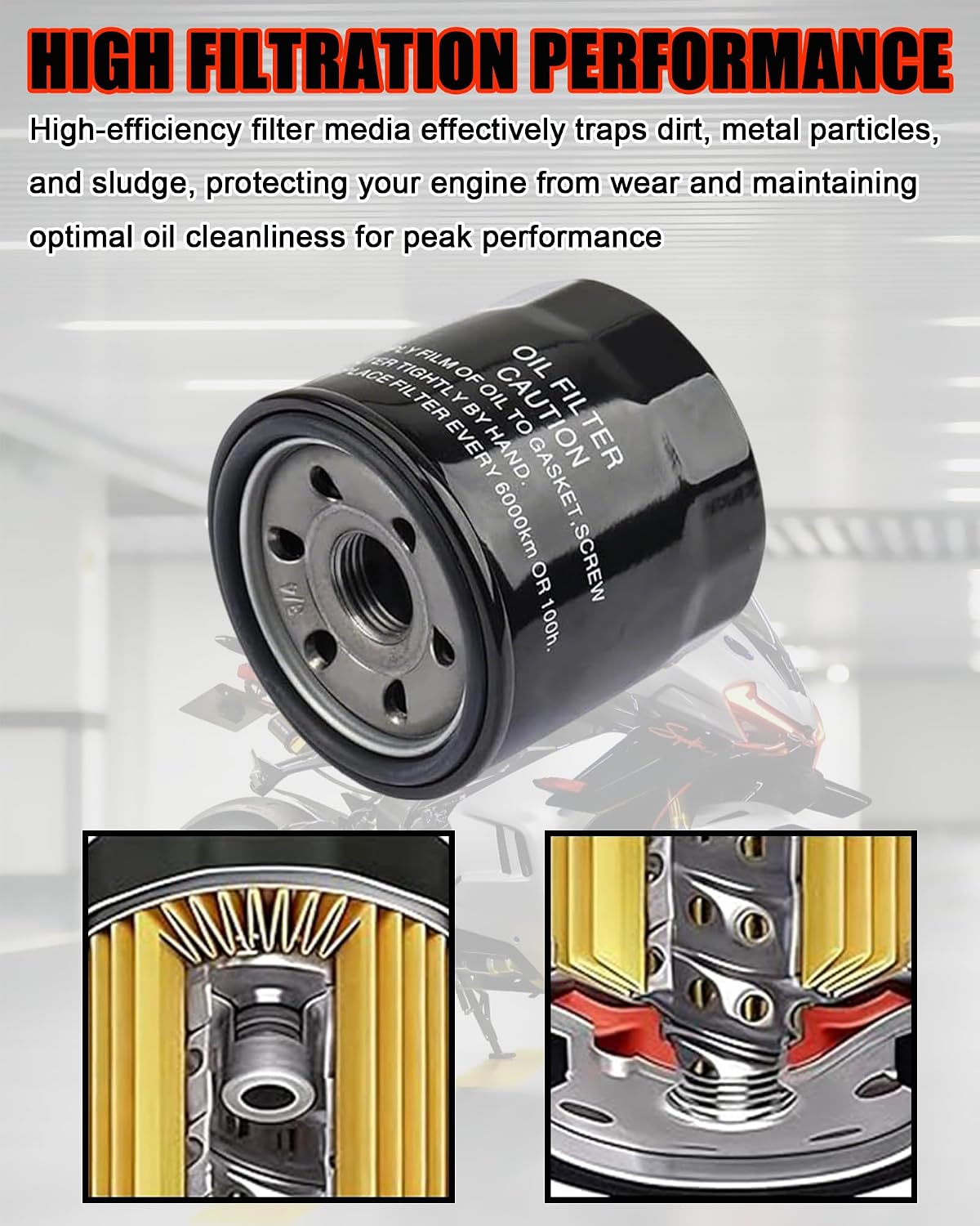 Stock Engine Oil Filter Compatible with CFMOTO 675SS/675NK 2025 2026,0700-070200-0001,Durable Construction,High-efficiency Filtration,CFMOTO 675SS Accessories,CFMOTO 675NK Accessories