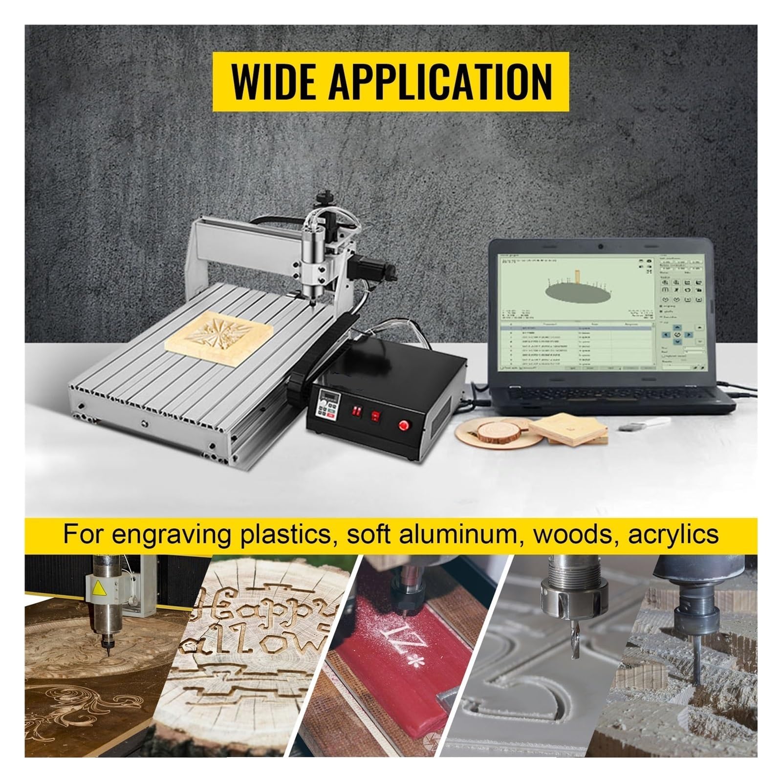 Graveur CNC 3/4 axes 6040/3040/3020, fraiseuse USB, gravure 3D PVC, Machine à découper le travail du bois Pour une utilisation DIY(3 Axis CNC 3040)