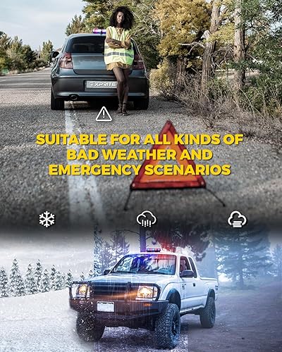 Miniatura 15 de Xprite - Luz LED estroboscópica de 12 pulgadas, luz intermitente de emergencia de alto brillo, montaje magnético para vehículos de construcción
