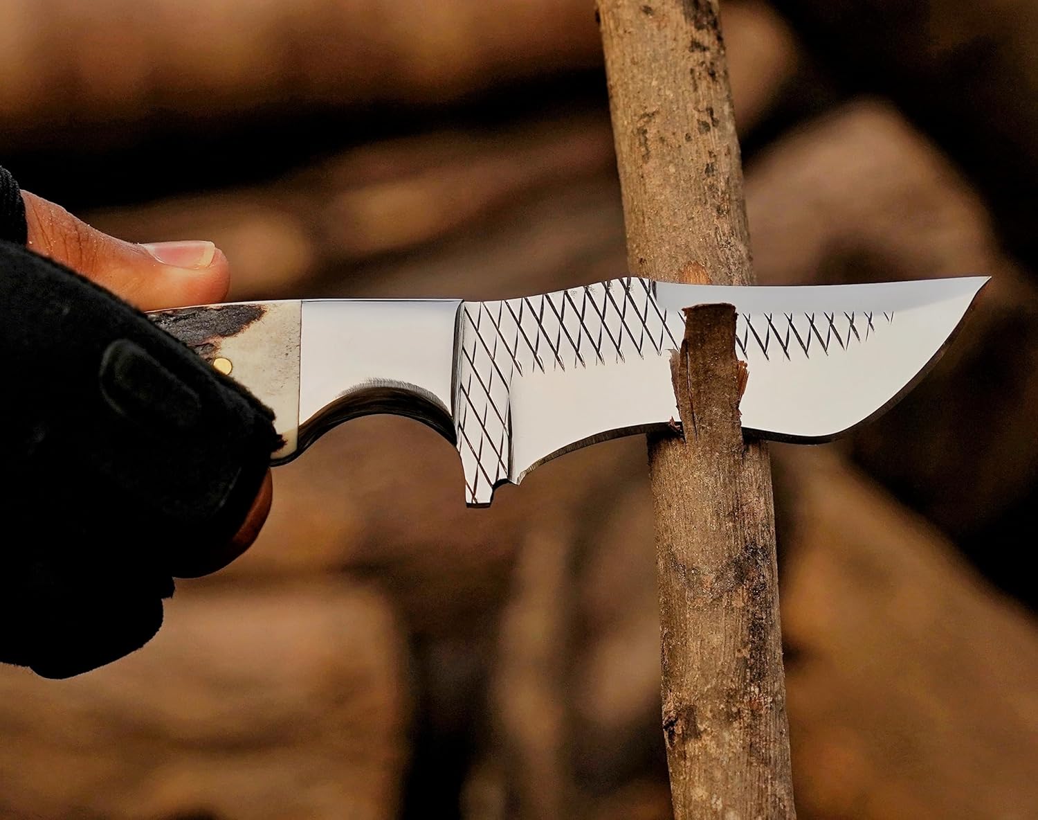 Premium Skinner Cow Boy Knife, Fixed Blade, Deer Antler Hunting Knife With Leather Sheath, Best Gift for Boy Friend.