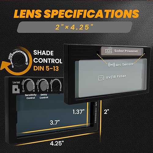 Miniatura 3 de Lente de soldadura de oscurecimiento automático 2x4, lente de soldadura 2x4 con tecnología HD True Color, reemplazo de lente de soldadura dorada