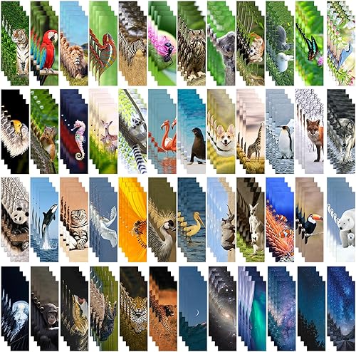 Miniatura 1 de 200 marcadores de animales para niños, marcadores de vida silvestre, marcadores de página de lectura de doble cara, bonitos marcadores para amantes