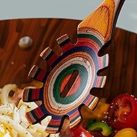 Vista 5 de Juego de utensilios de cocina de madera de Pakkawood de 3 piezas, incluye tenedor para pasta, espátulas planas de mango largo, juego de espátulas