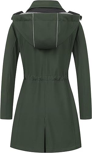 Miniatura 2 de CREATMO US Chaqueta táctica ligera impermeable larga Softshell con forro polar cortavientos para mujer