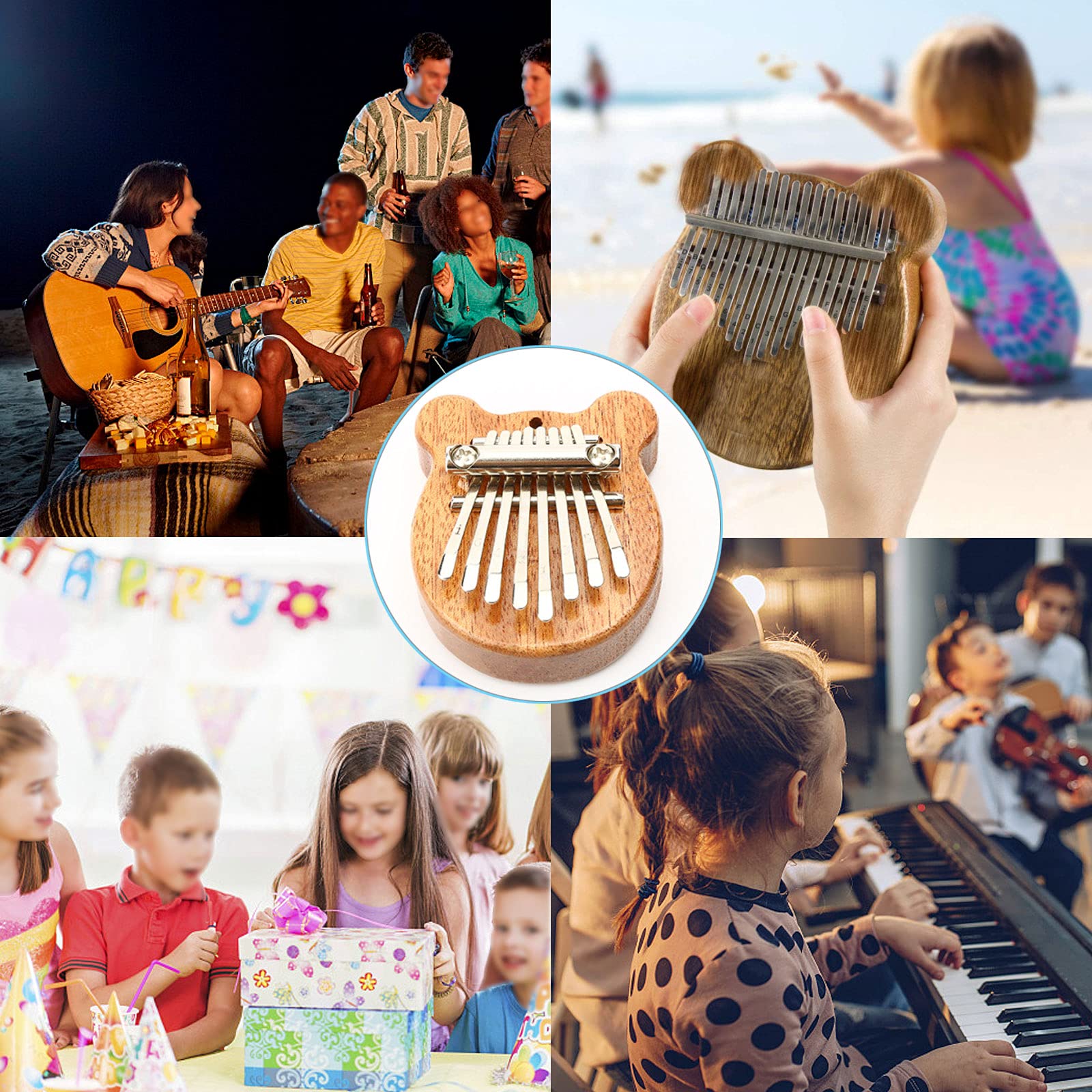 Mini Kalimba à Pouce 8 Clés Portable - Piano à Doigts en Bois pour Enfant et Adultes Débutants