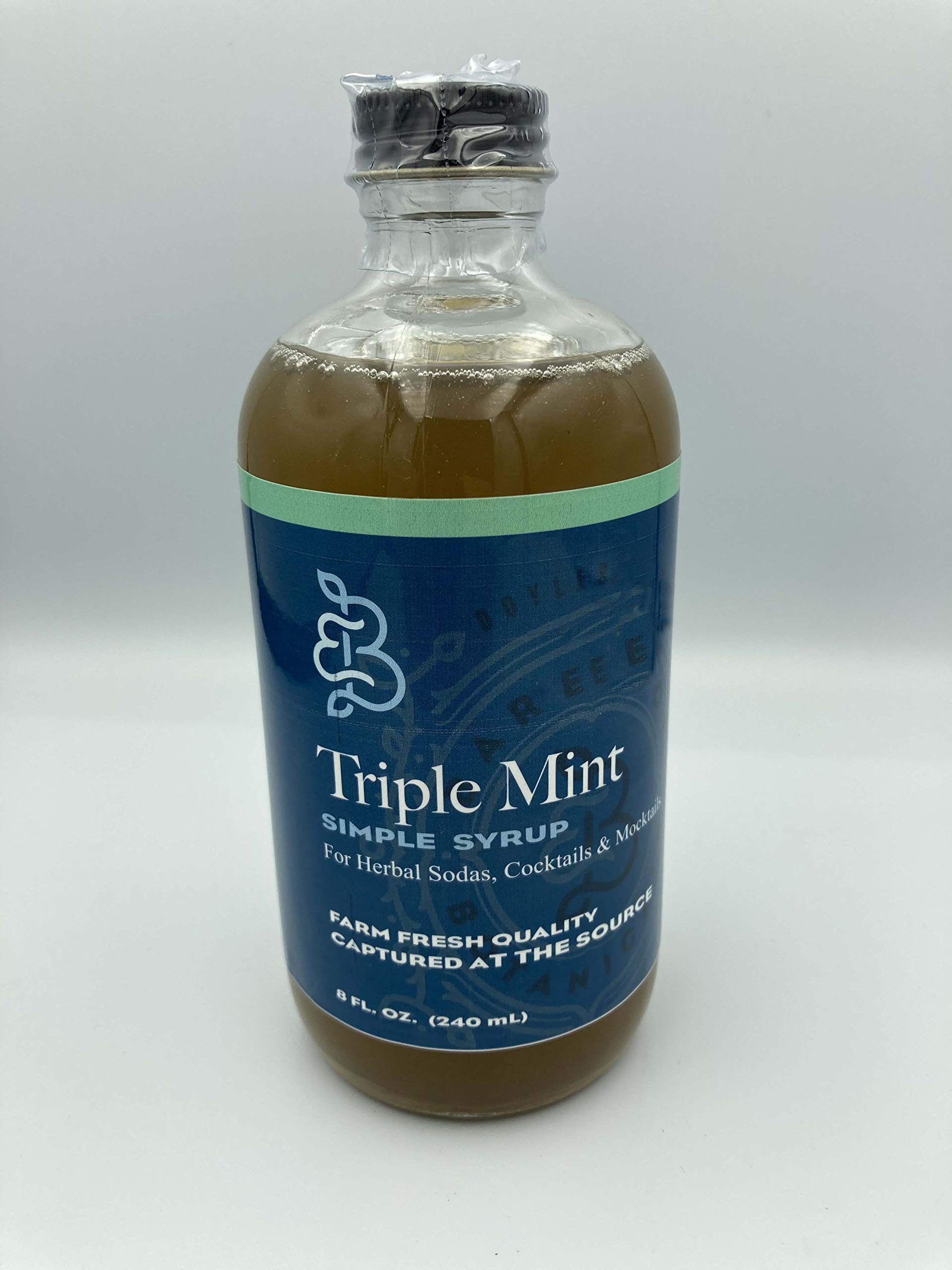 Bluestem Botanicals Organic Triple Mint Simple Syrup, 8 oz, Cocktail and Mocktail Mixer for Drinks, Non-Alcoholic