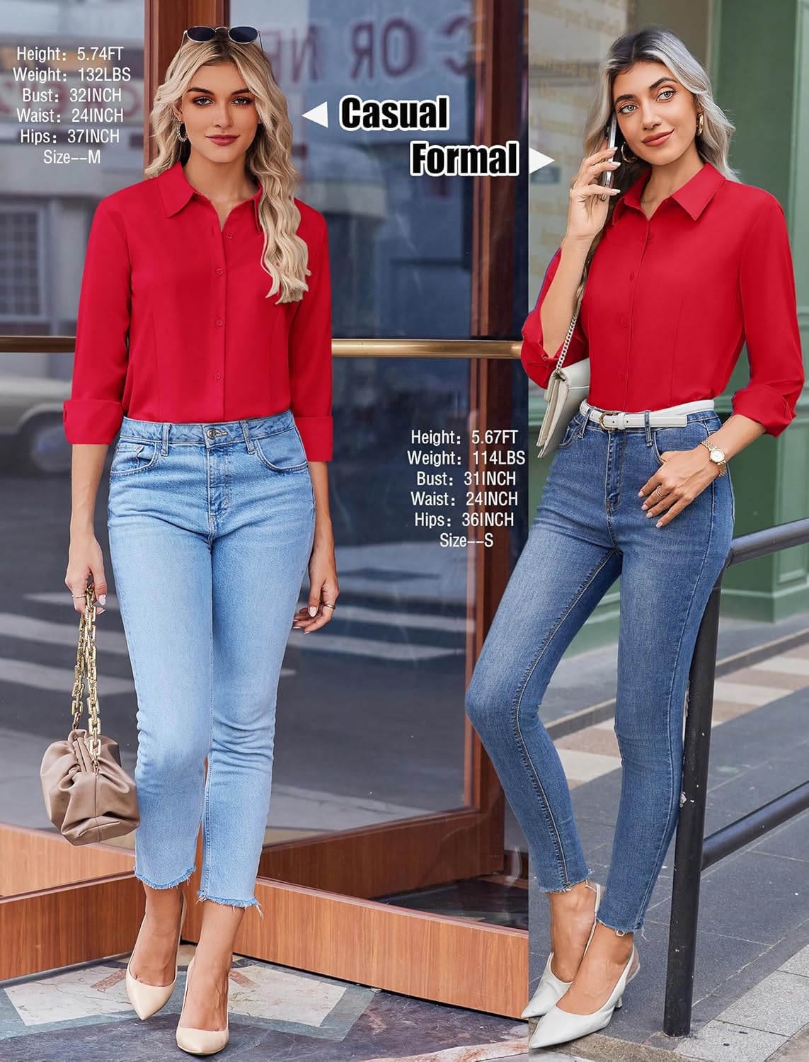 Zeagoo Button Down Shirts for Women Wrinkle Free Long Sleeve Collared Dress Blouses Casual Work Office Tunics Tops - Image 6