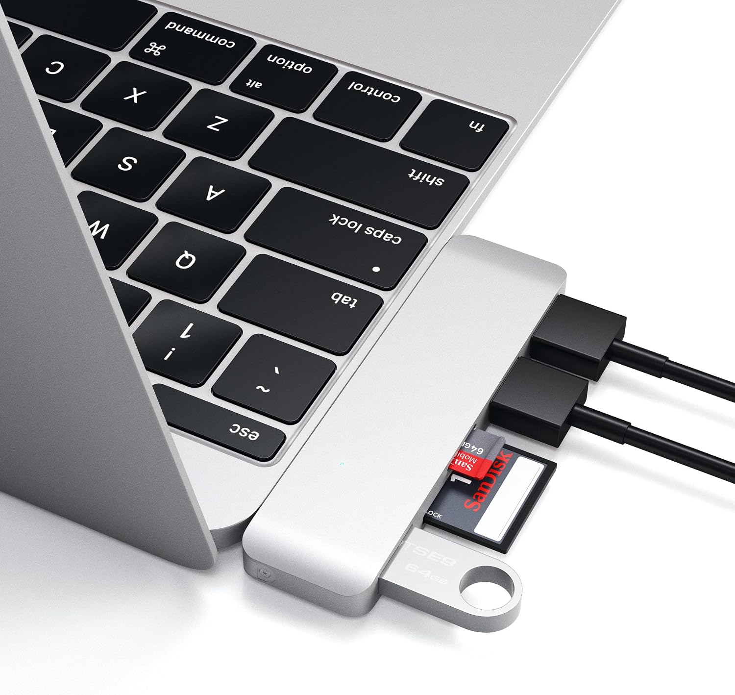 Satechi Aluminum Type-C USB 3.0 3-in-1 Combo Hub Adapter - 3 USB 3.0 Ports and Micro/SD Card Reader - for M2/ M1 MacBook Pro/Air, M2/ M1 iPad Pro/Air, M2 Mac Mini, iMac M1 (Silver)