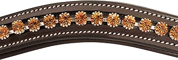 orange Curved Topaz Diamanté Crystals Padded Leather Horse