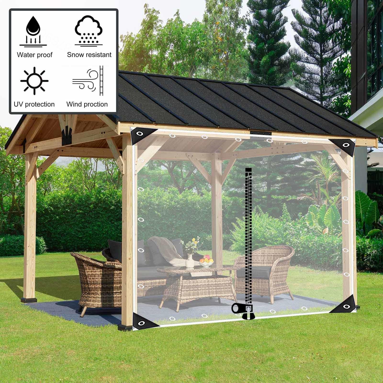 Rideau De Bâche Transparent Imperméable Avec Fermeture Éclair - Protection Pour Pergola, Tonnelle Ou Balcon