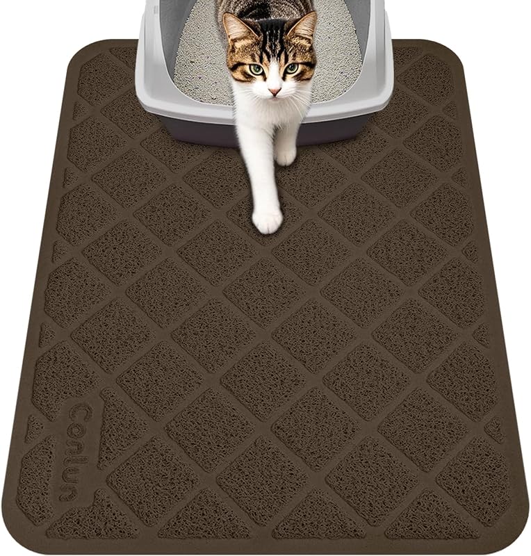Tapete para Caixa de Areia de Gatos em PVC com Malha em Grade e Base Antiderrapante Conlun Marrom 60,96 x 43,18 cm