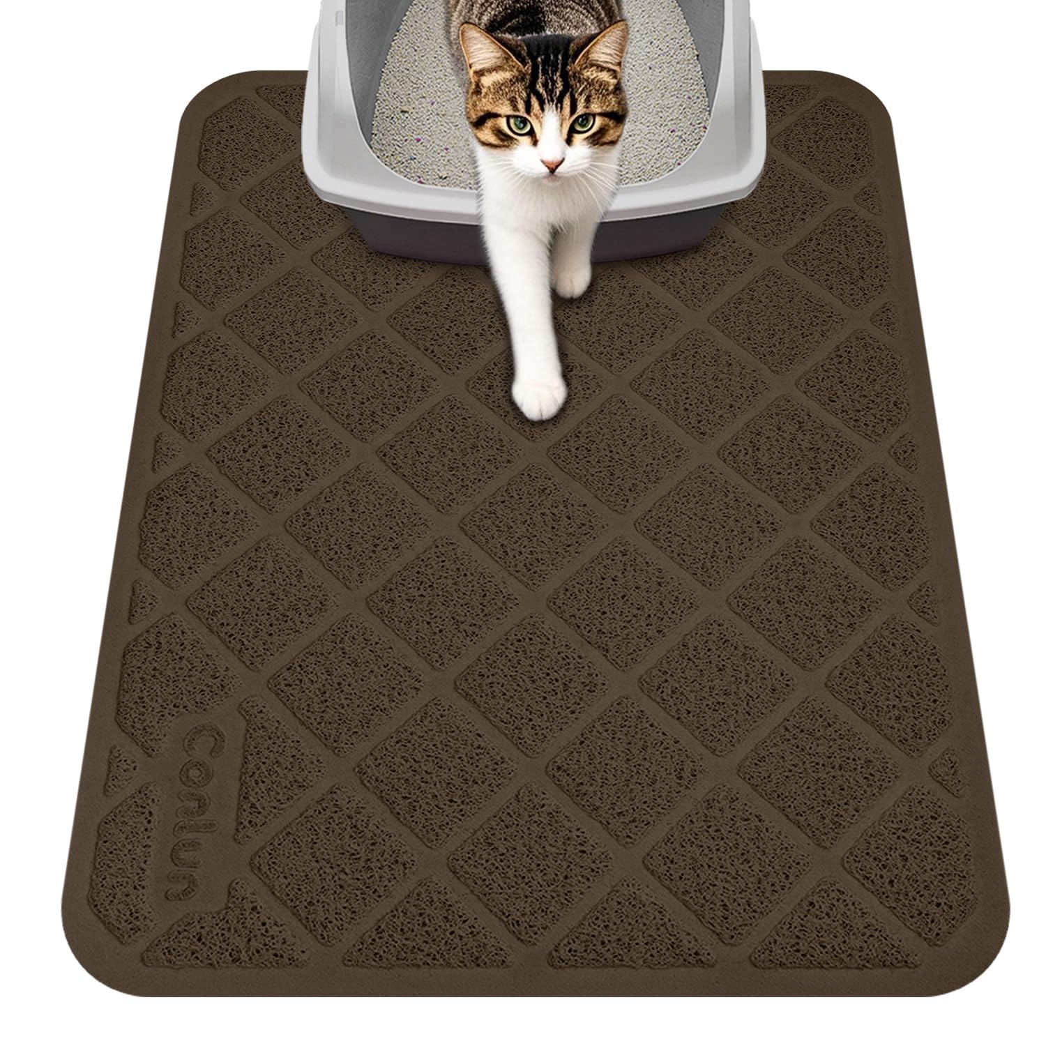 Conlun Cat Litter Mat Litter Trapping Mat, 24" x 17" Brown