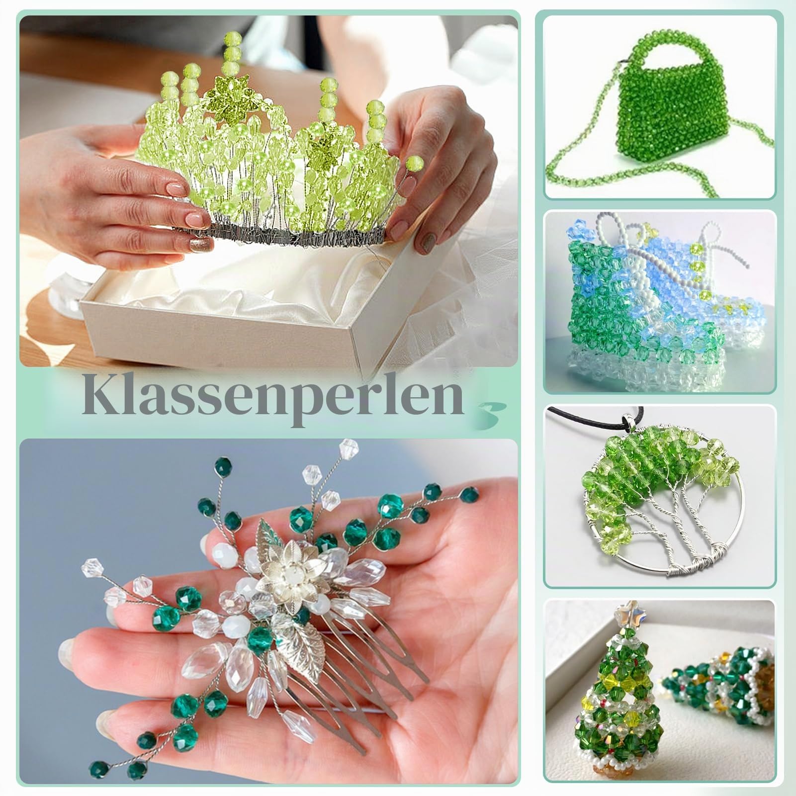 TOAOB 1000 Stück Perlen Grün Facettenperlen Grün 4mm 6mm 8mm Glaskristall Perlen Facettierte Glasperlen für Armbänder Halskette Ohrringe Schmuckherstellung