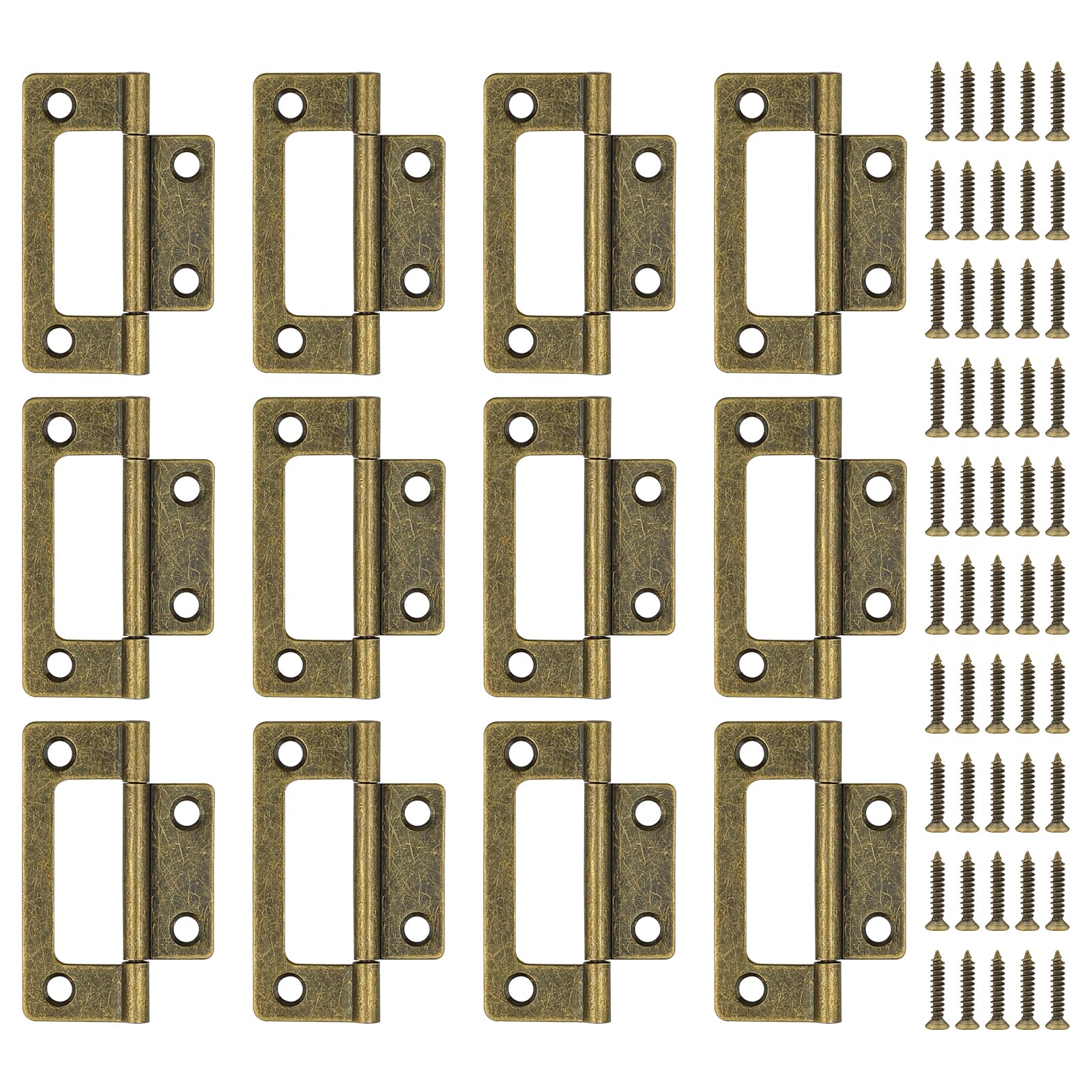 JJWNMLL Door Hinges 12Pcs-2.5in Bronze Flush Hinges with Screws for Cabinet — image 1
