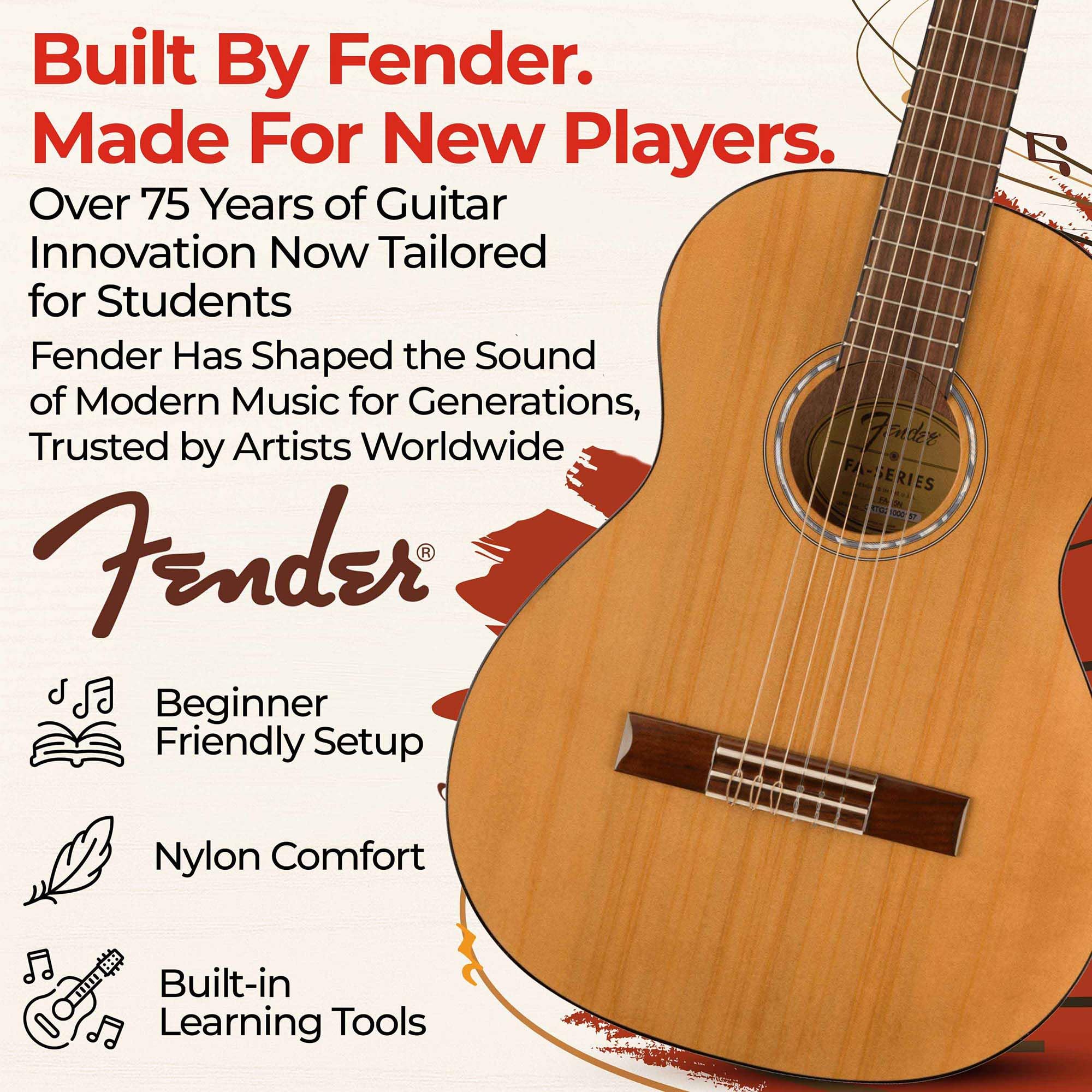 Amazon | Fender 3/4サイズ ナイロン弦アコースティックギター