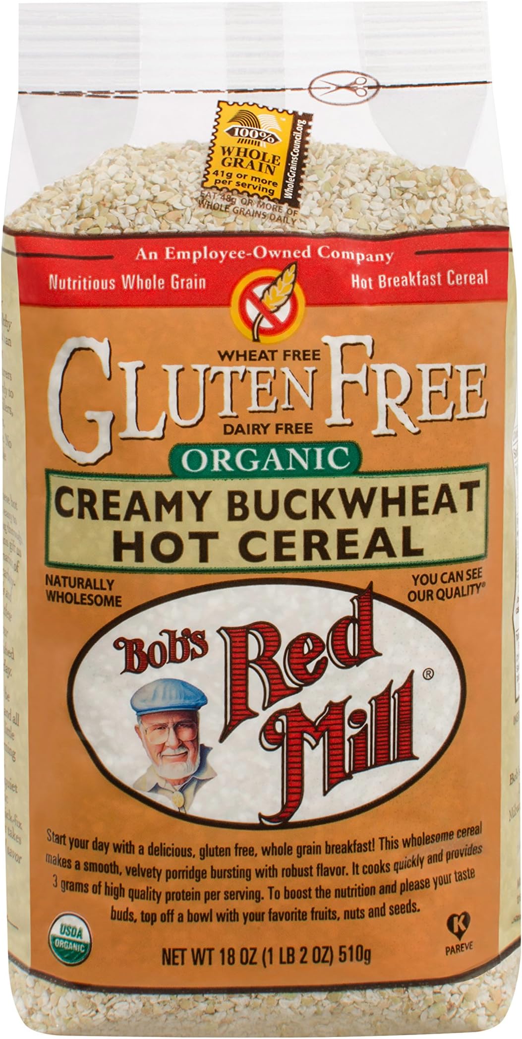Org Whole Grain Creamy Buckwheat Hot Cereal, 18 Ounce