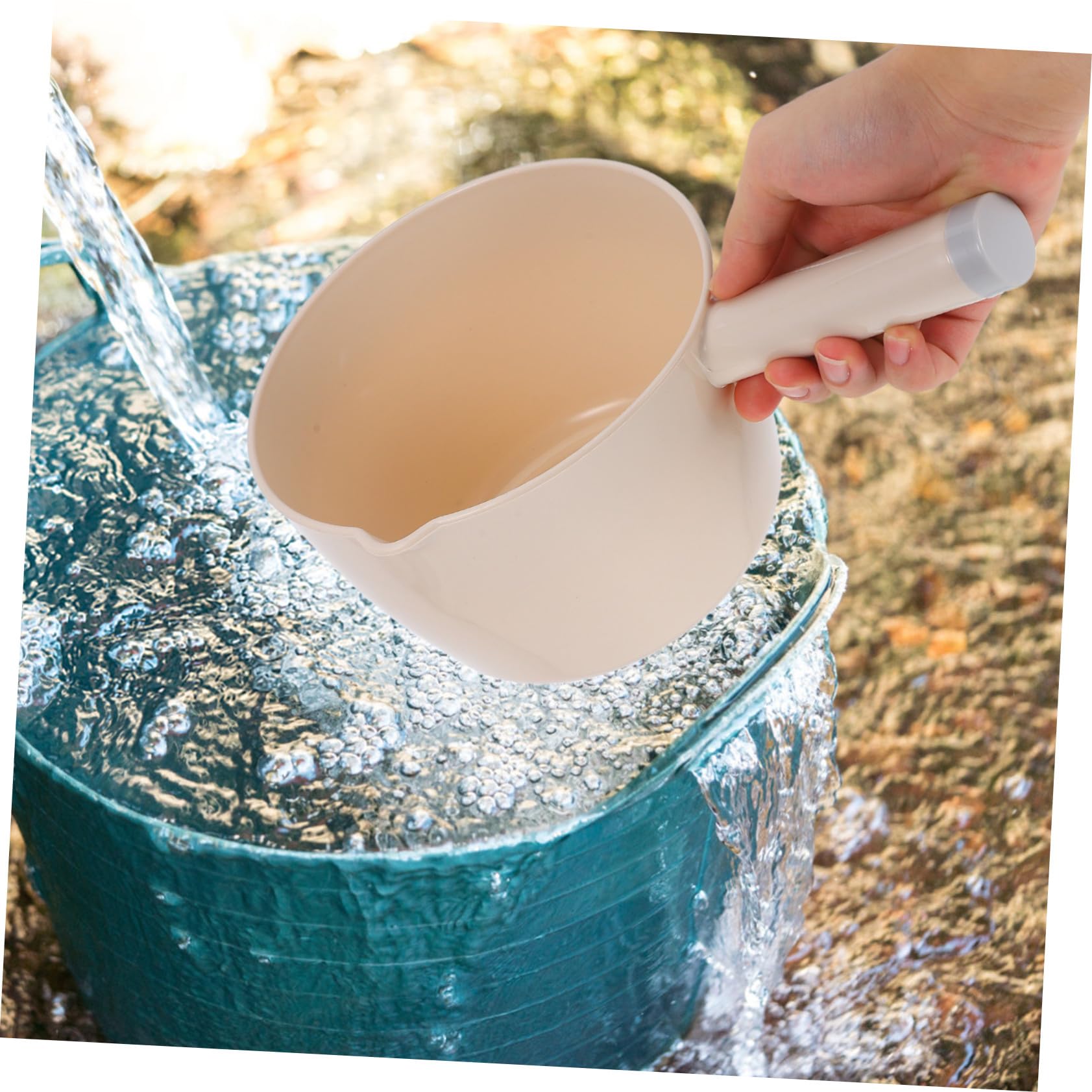 UKCOCO Cucharón para Agua de Cocina Pequeño 2 Piezas Plástico Resistente Azul y Beige Ergonómico para Hogar Jardín y Uso Diario